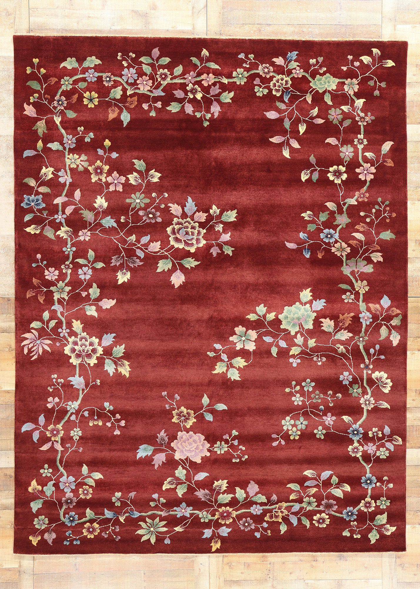 9 x 12 Modern Red Chinese Art Deco Rug 31098