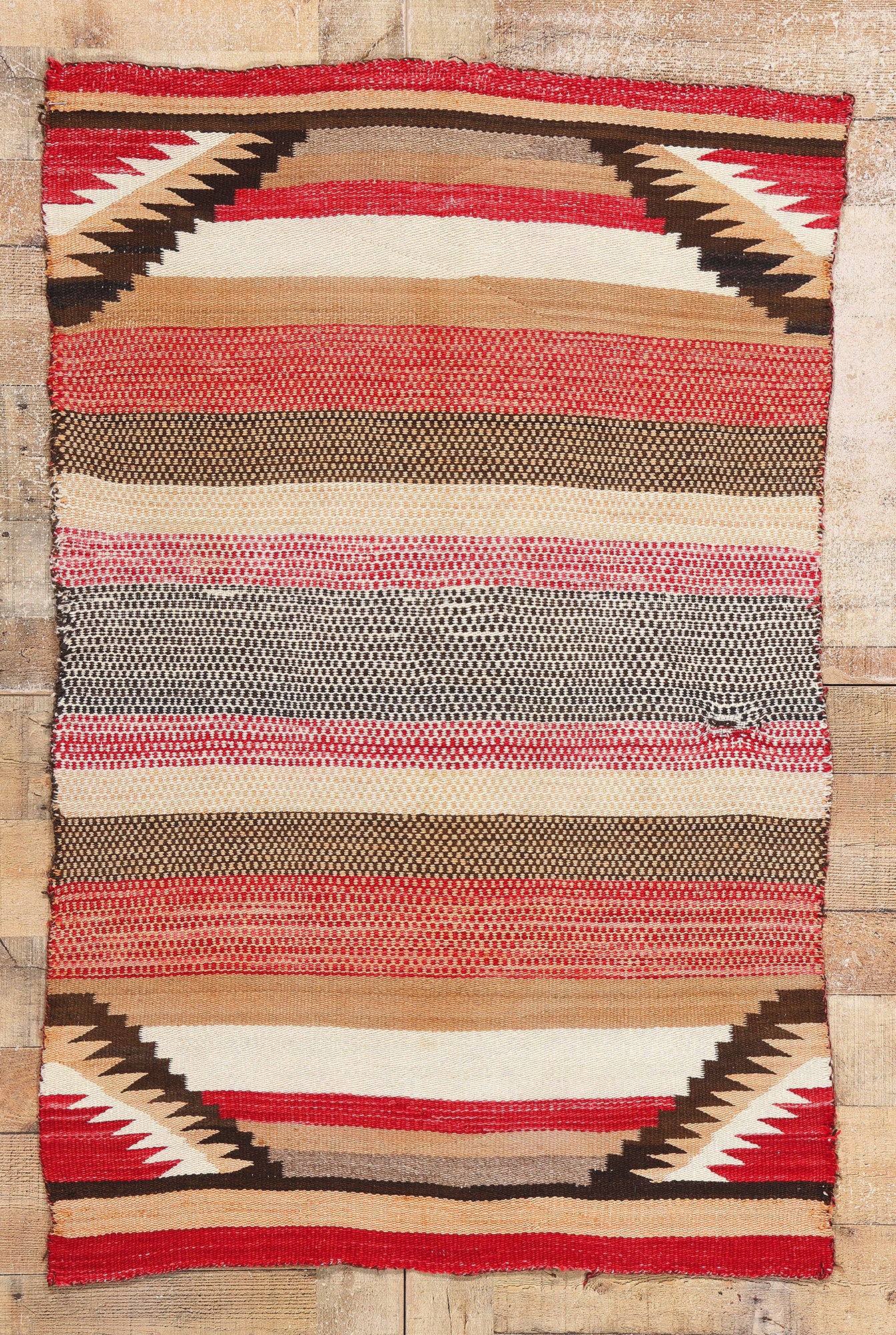 3 x 5 Antique Red Mesa Transitional Banded Navajo Rug 79106