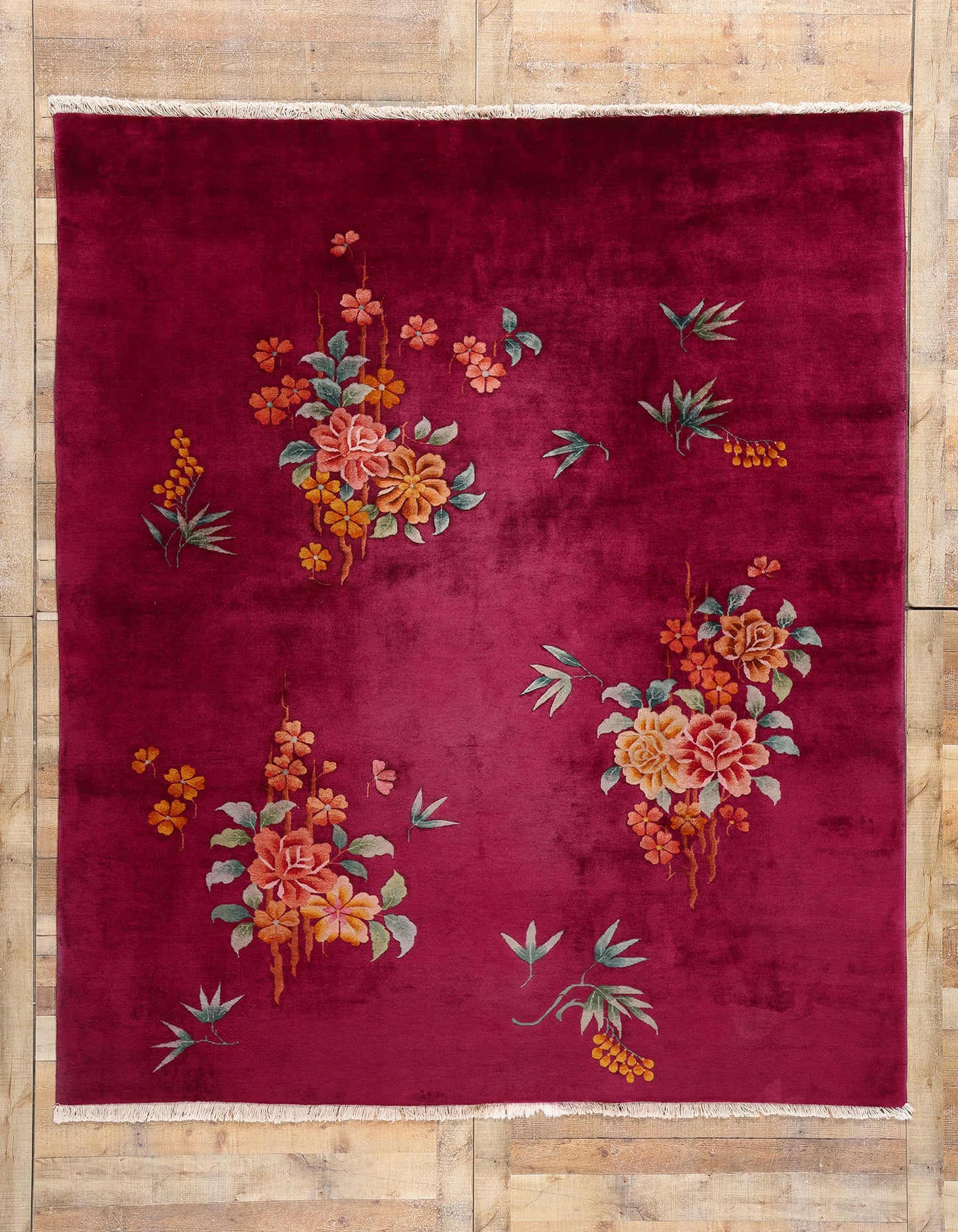 8 x 9 Antique Red Chinese Art Deco Rug 79119