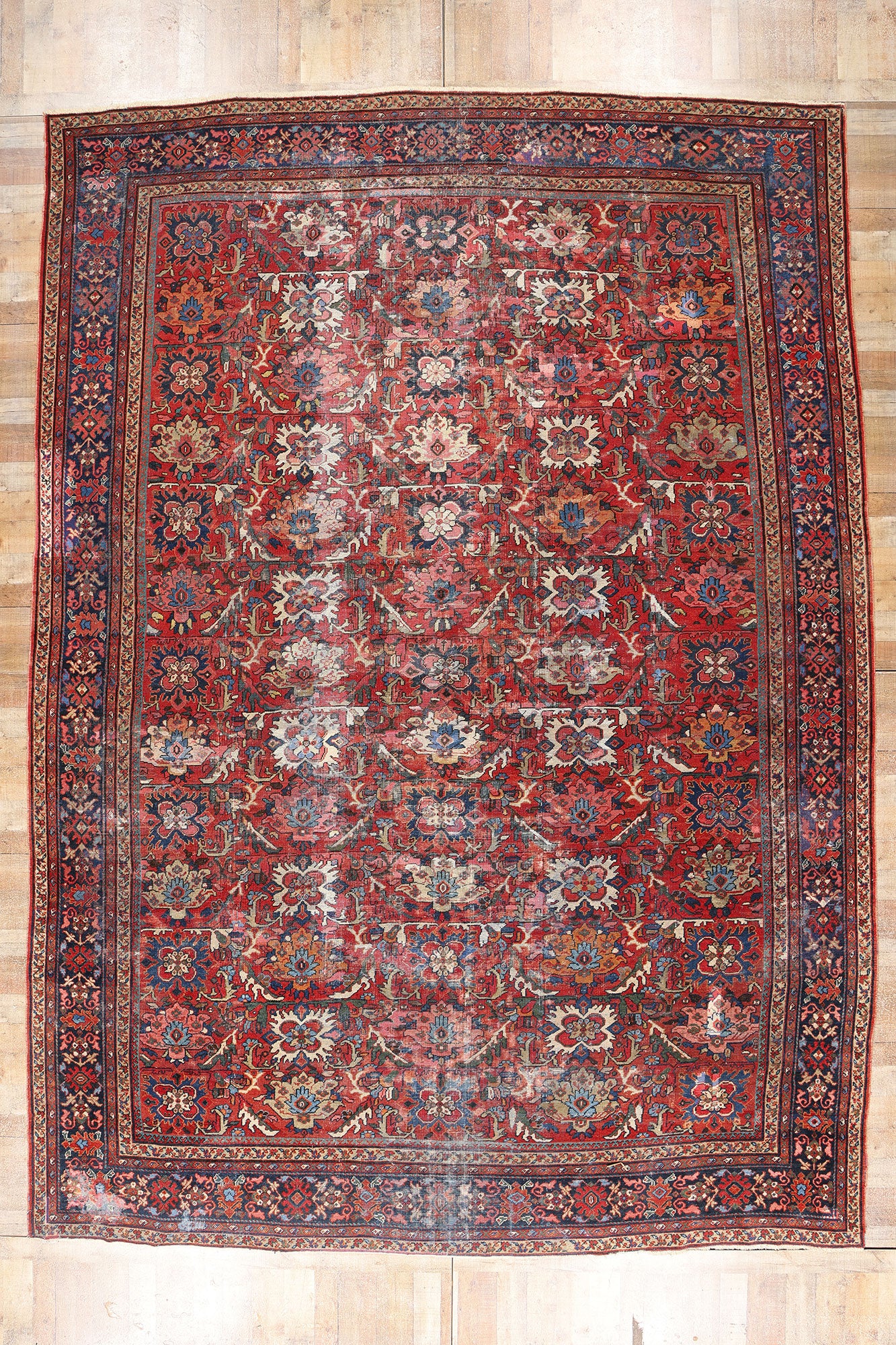 12 x 16 Antique-Worn Persian Mahal Rug 78956