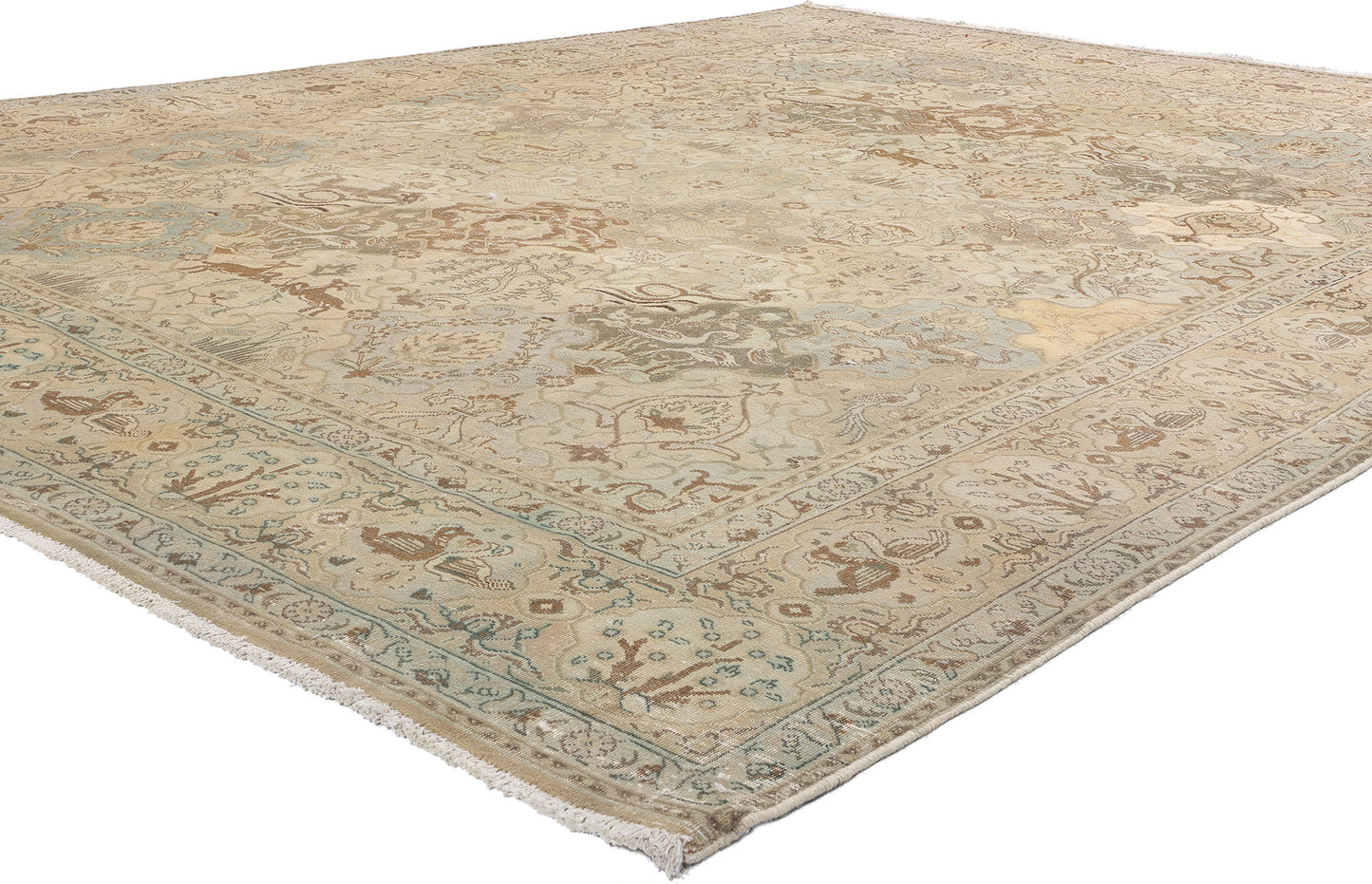 10 x 12 Vintage Earth-Tone Persian Tabriz Rug 61354