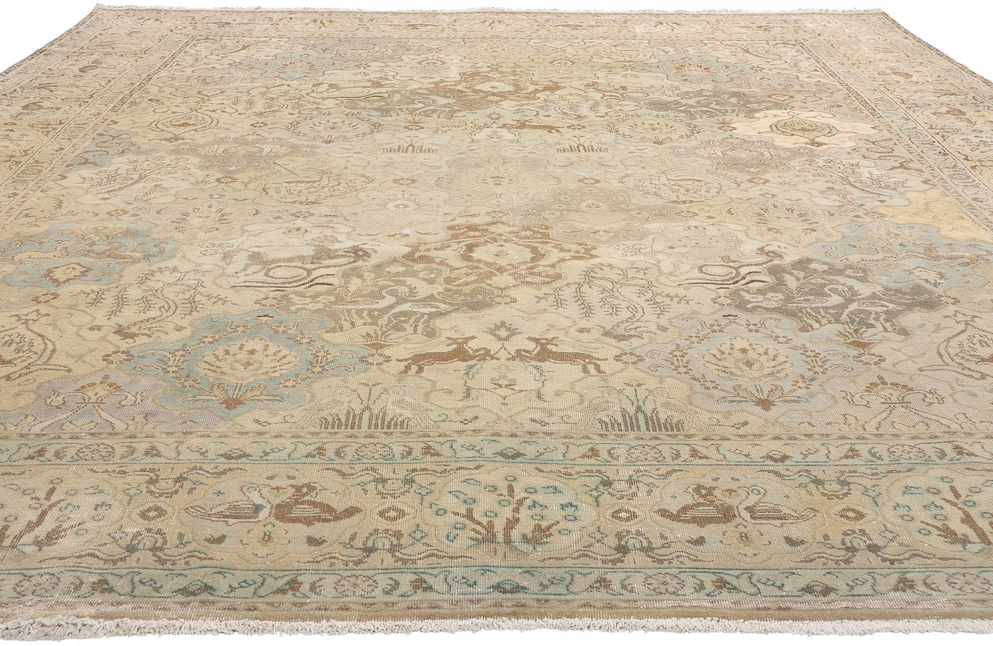 10 x 12 Vintage Earth-Tone Persian Tabriz Rug 61354