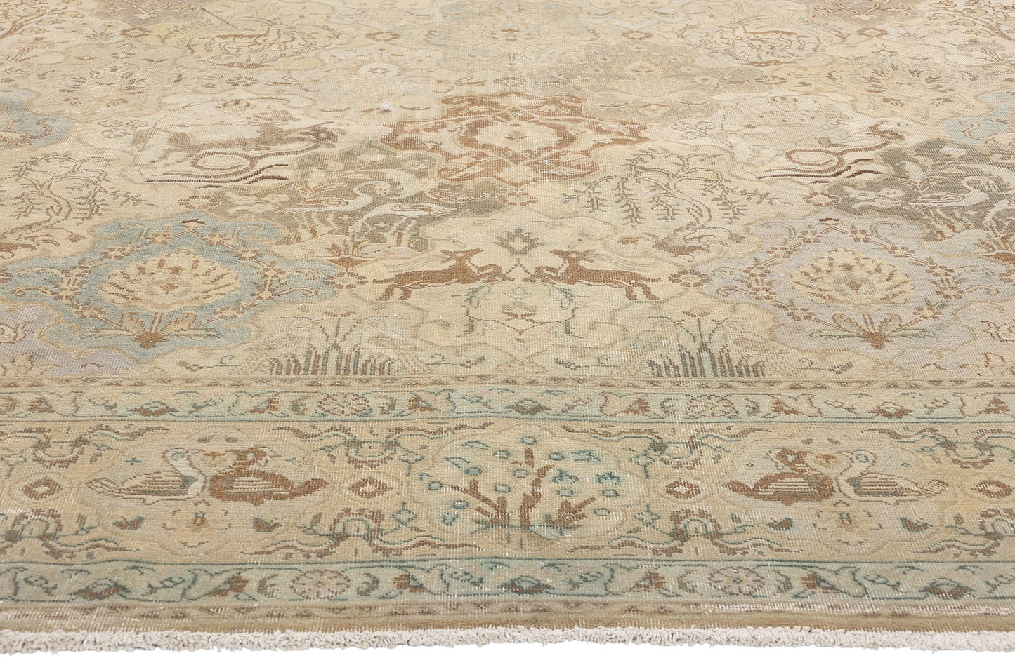 10 x 12 Vintage Earth-Tone Persian Tabriz Rug 61354