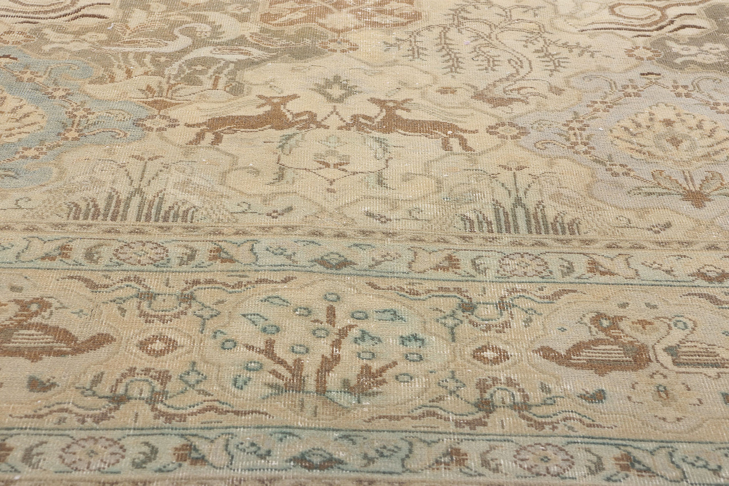 10 x 12 Vintage Earth-Tone Persian Tabriz Rug 61354