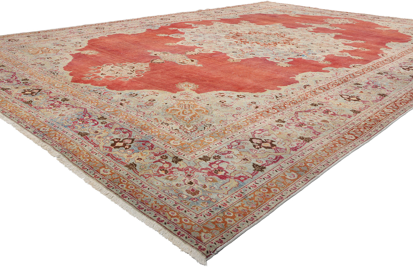 12 x 17 Antique Red Persian Mashhad Rug 61302