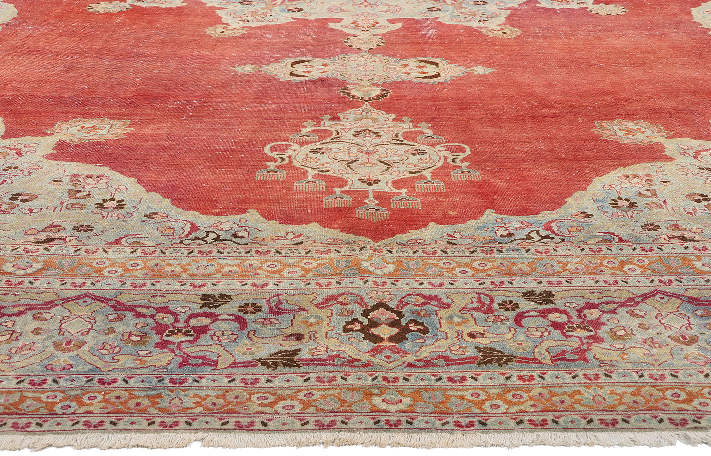12 x 17 Antique Red Persian Mashhad Rug 61302