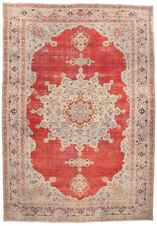 12 x 17 Antique Red Persian Mashhad Rug 61302