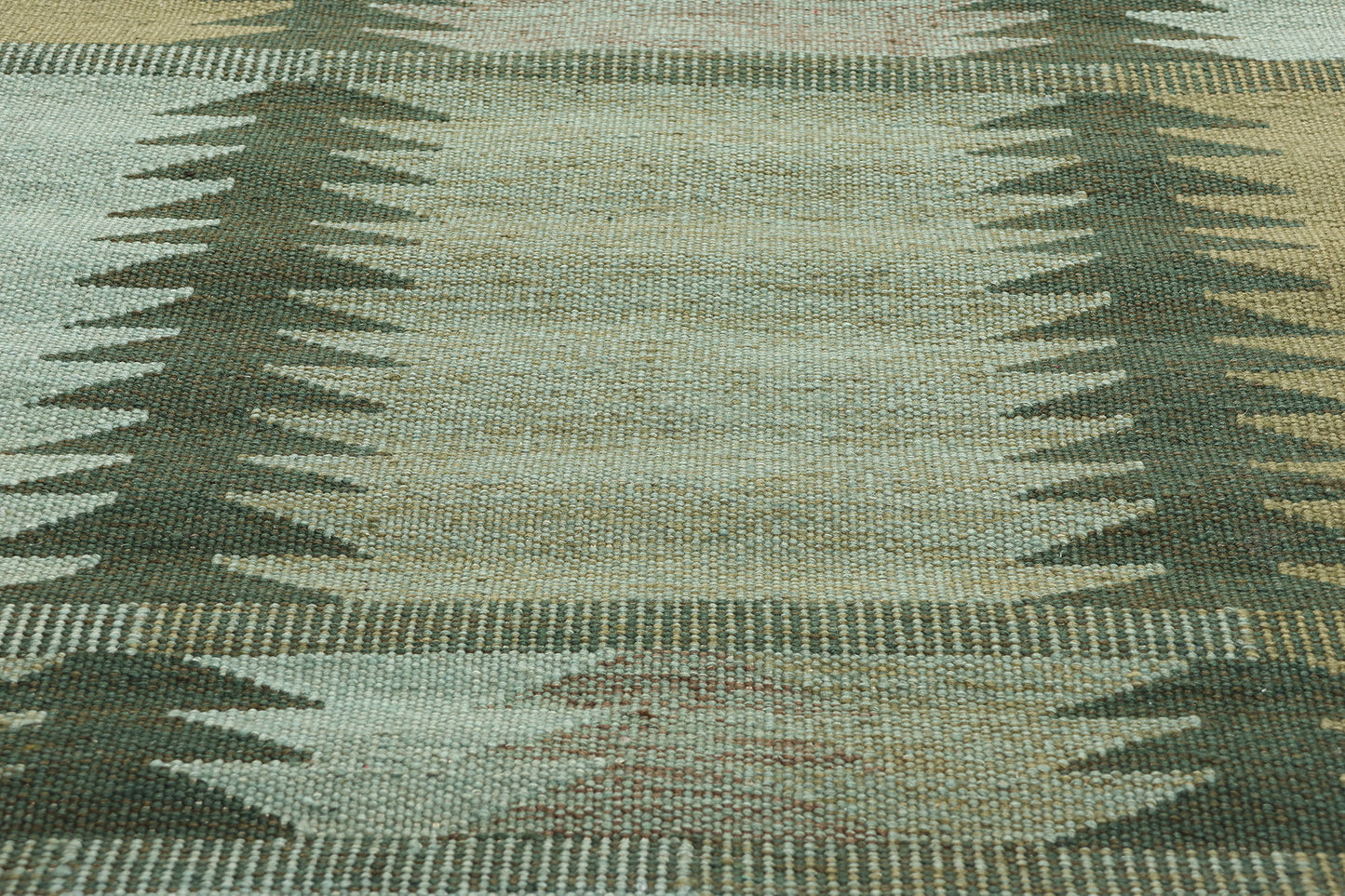 10 x 14 Scandinavian Modern Green Swedish Inspired Kilim Rug 31119
