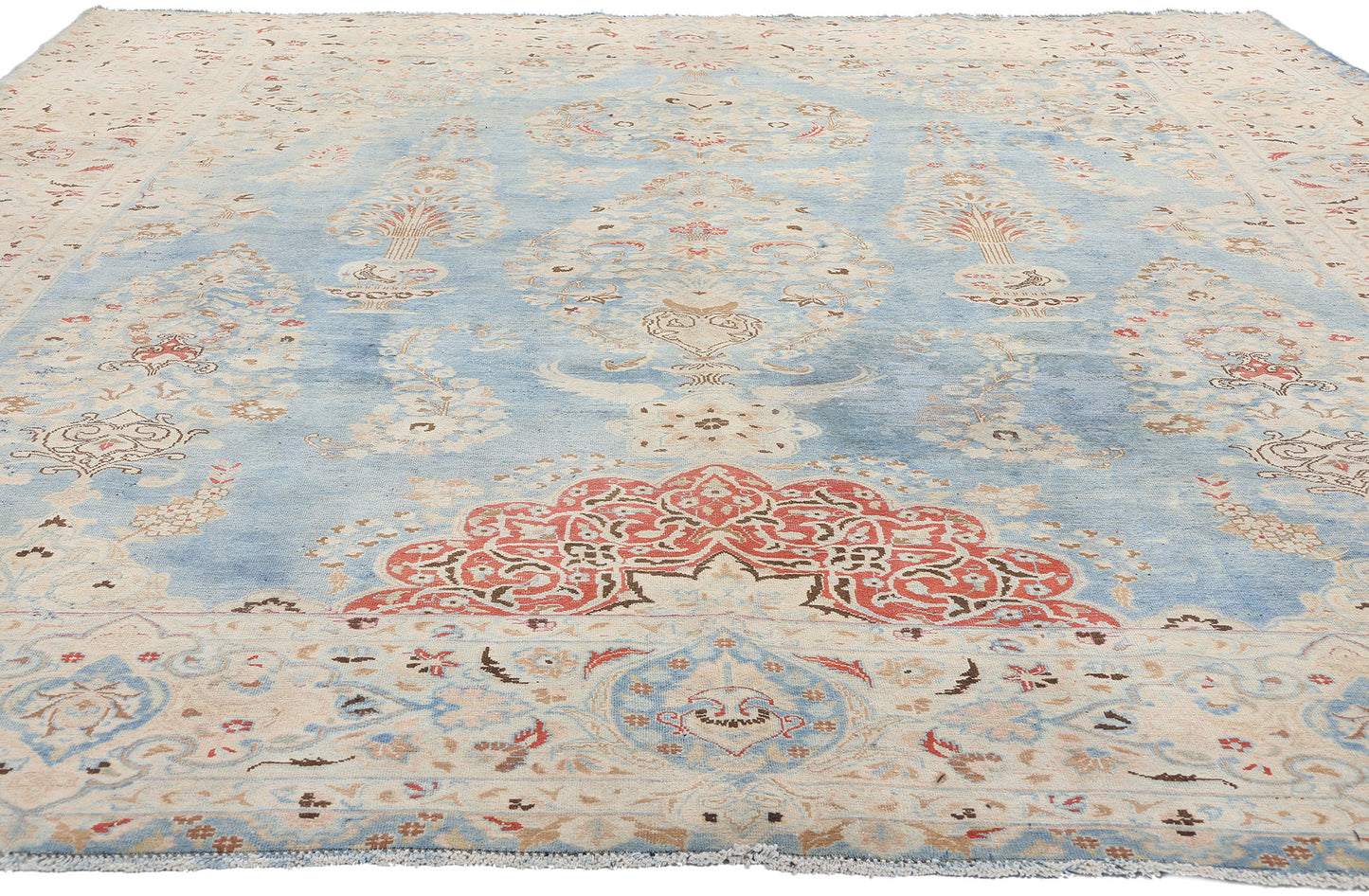 9 x 12 Signed Antique Persian Vase Mashhad Rug 61355