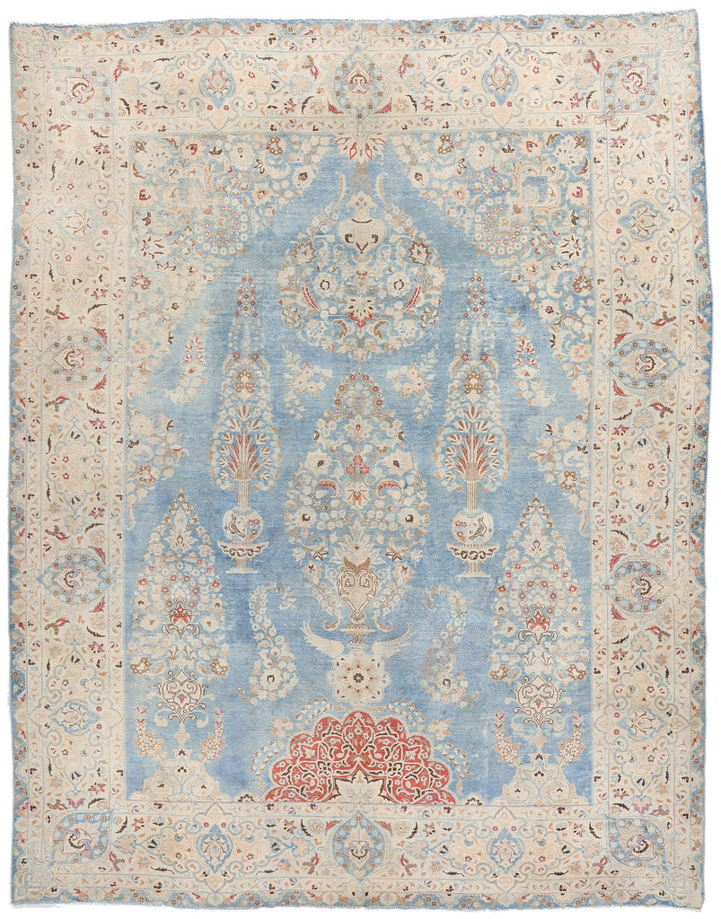 9 x 12 Signed Antique Persian Vase Mashhad Rug 61355