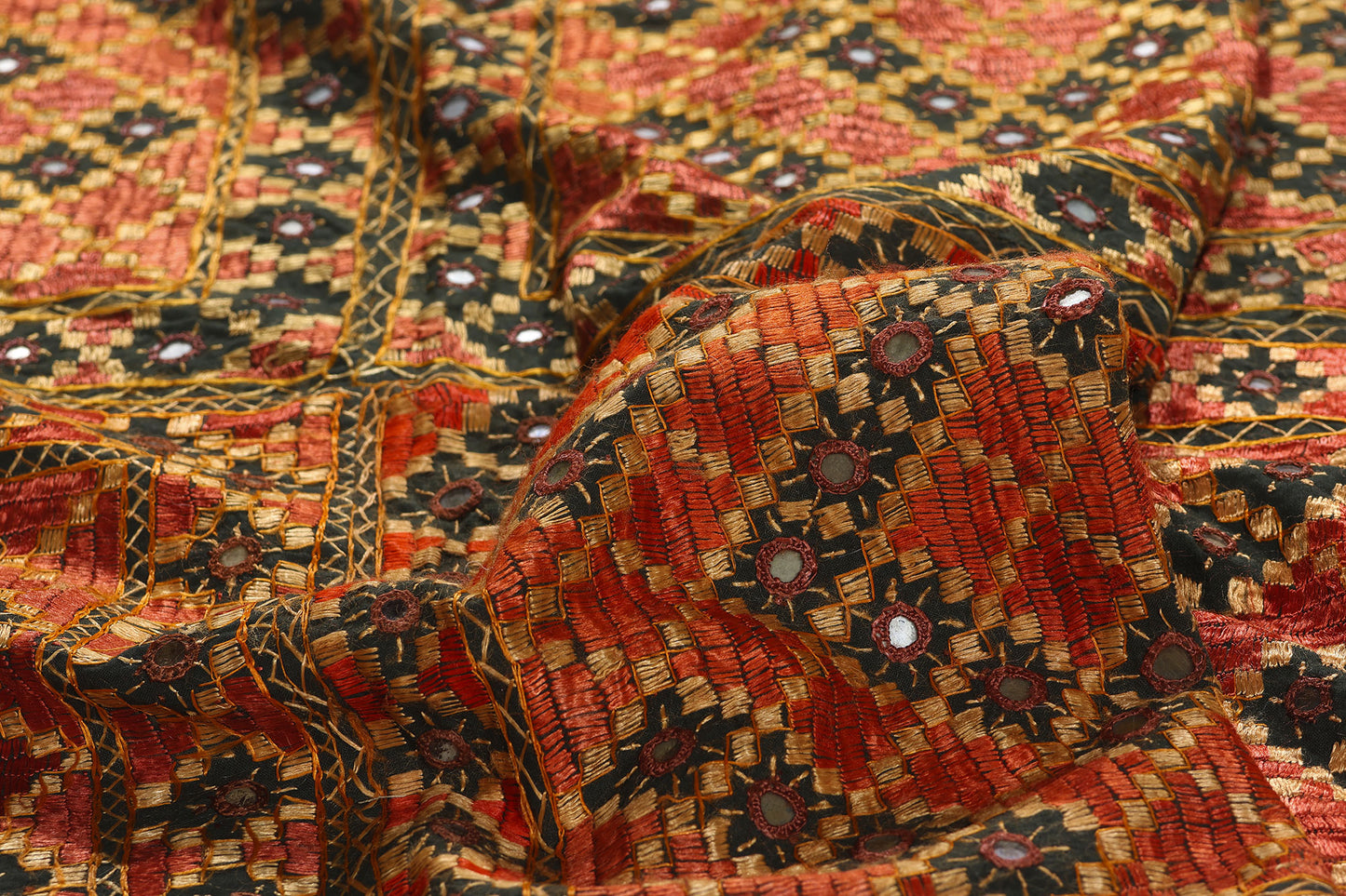 8 x 9 Antique Silk Shishedar Phulkari Textile 79206