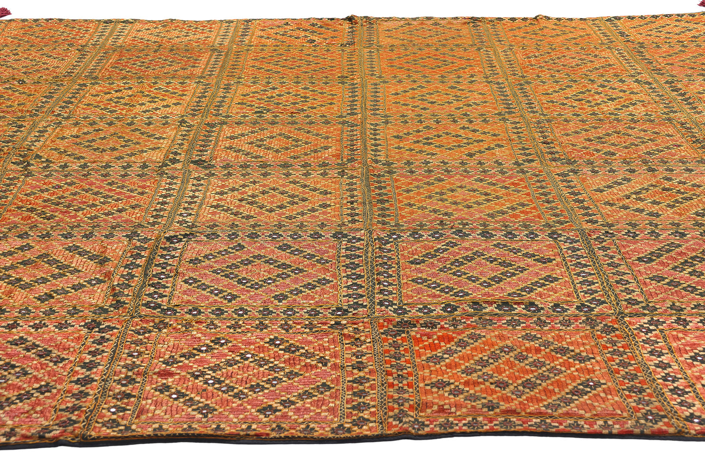 8 x 9 Antique Silk Shishedar Phulkari Textile 79206