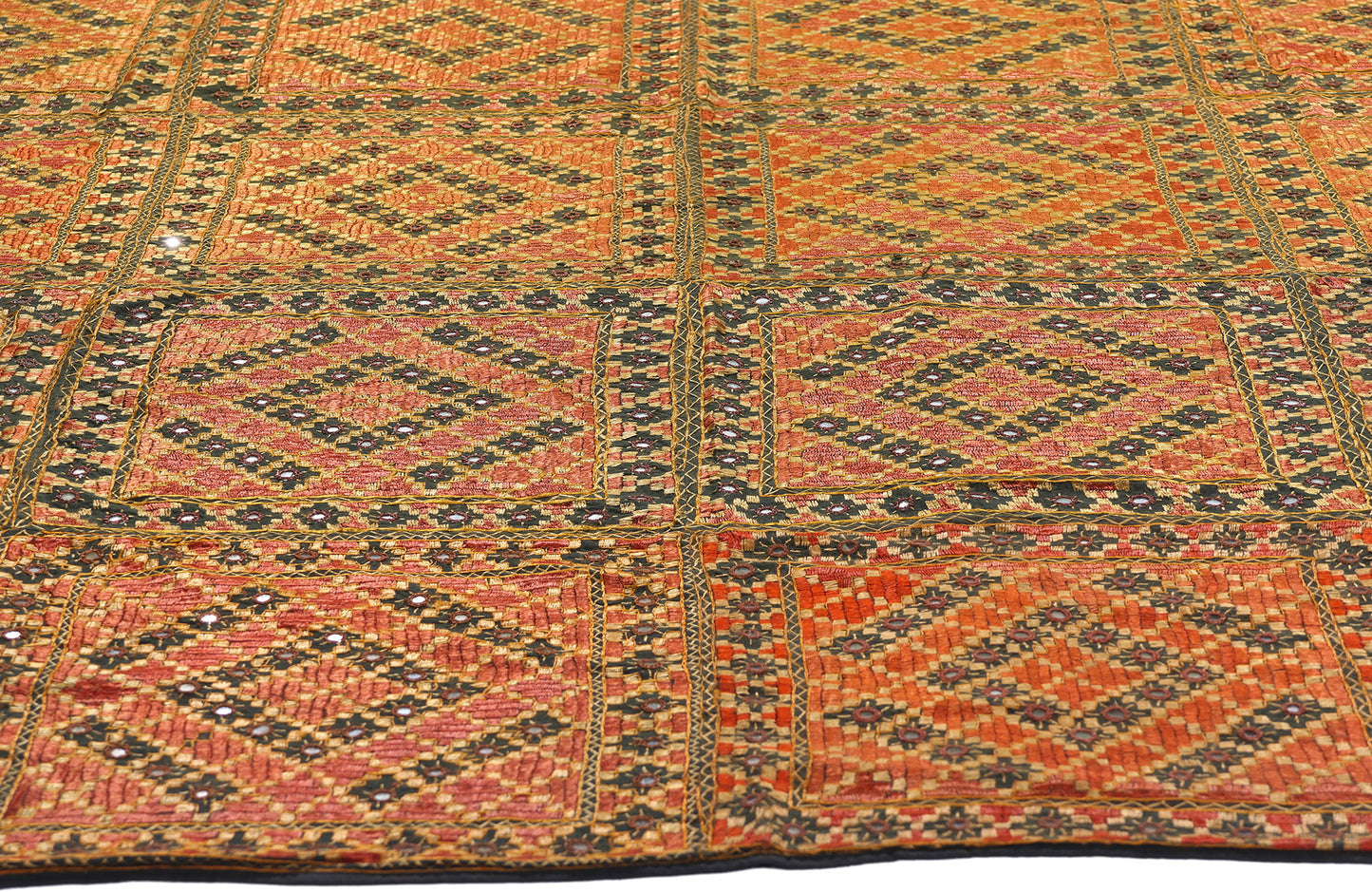 8 x 9 Antique Silk Shishedar Phulkari Textile 79206