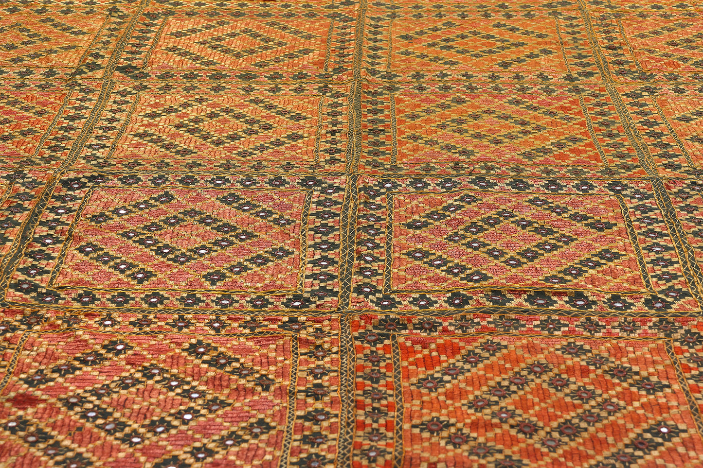 8 x 9 Antique Silk Shishedar Phulkari Textile 79206