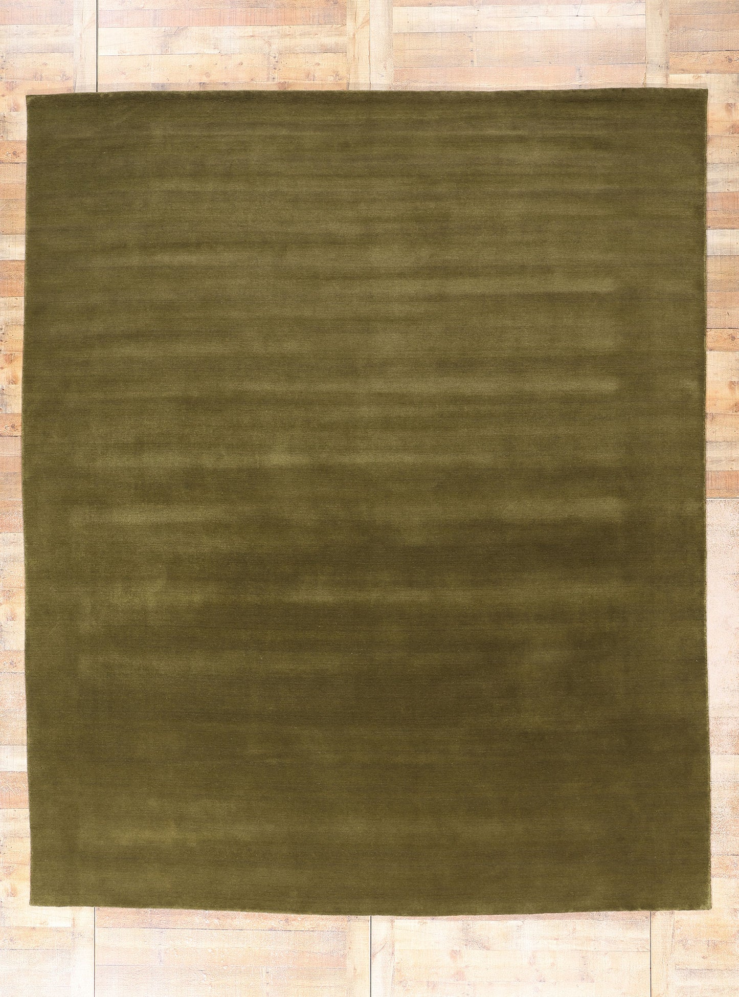 10 x 12 Solid Olive Green Modern Rug 31149