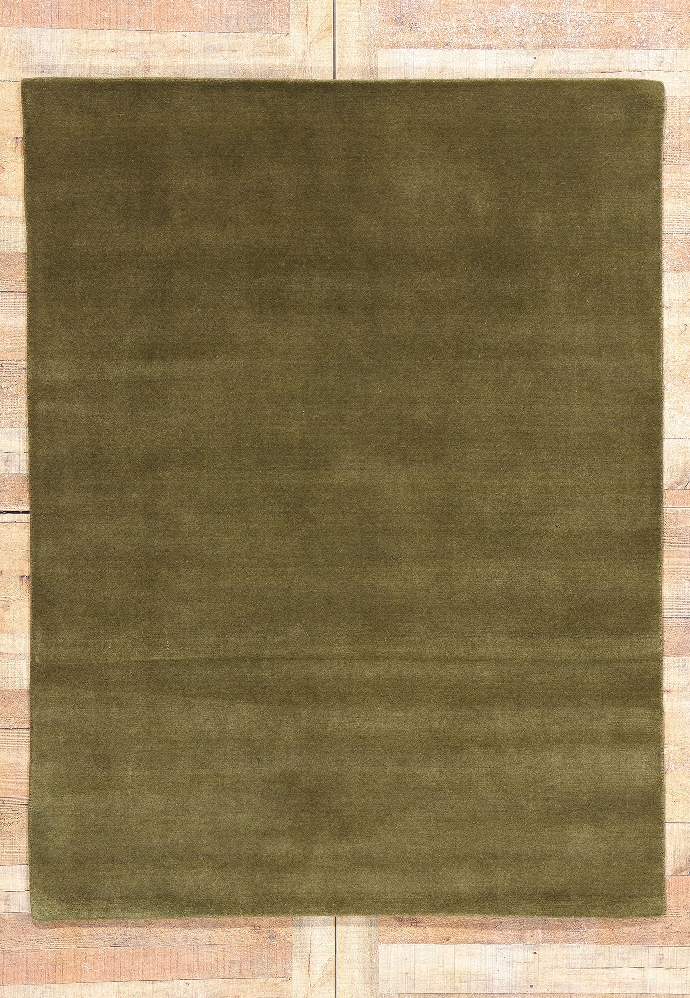 5 x 7 Solid Olive Green Modern Rug 31167