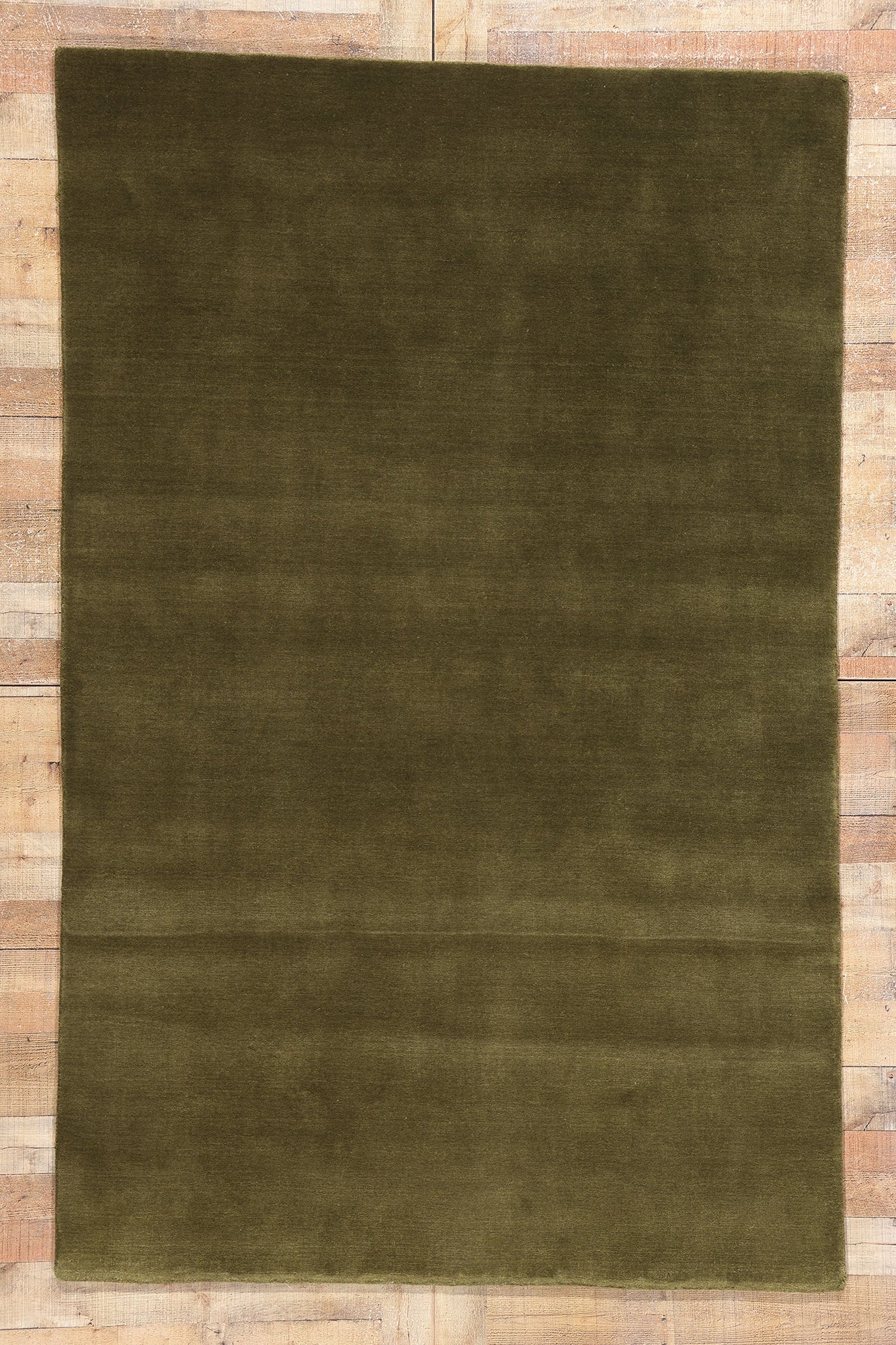 5 x 8 Solid Olive Green Modern Rug 31169