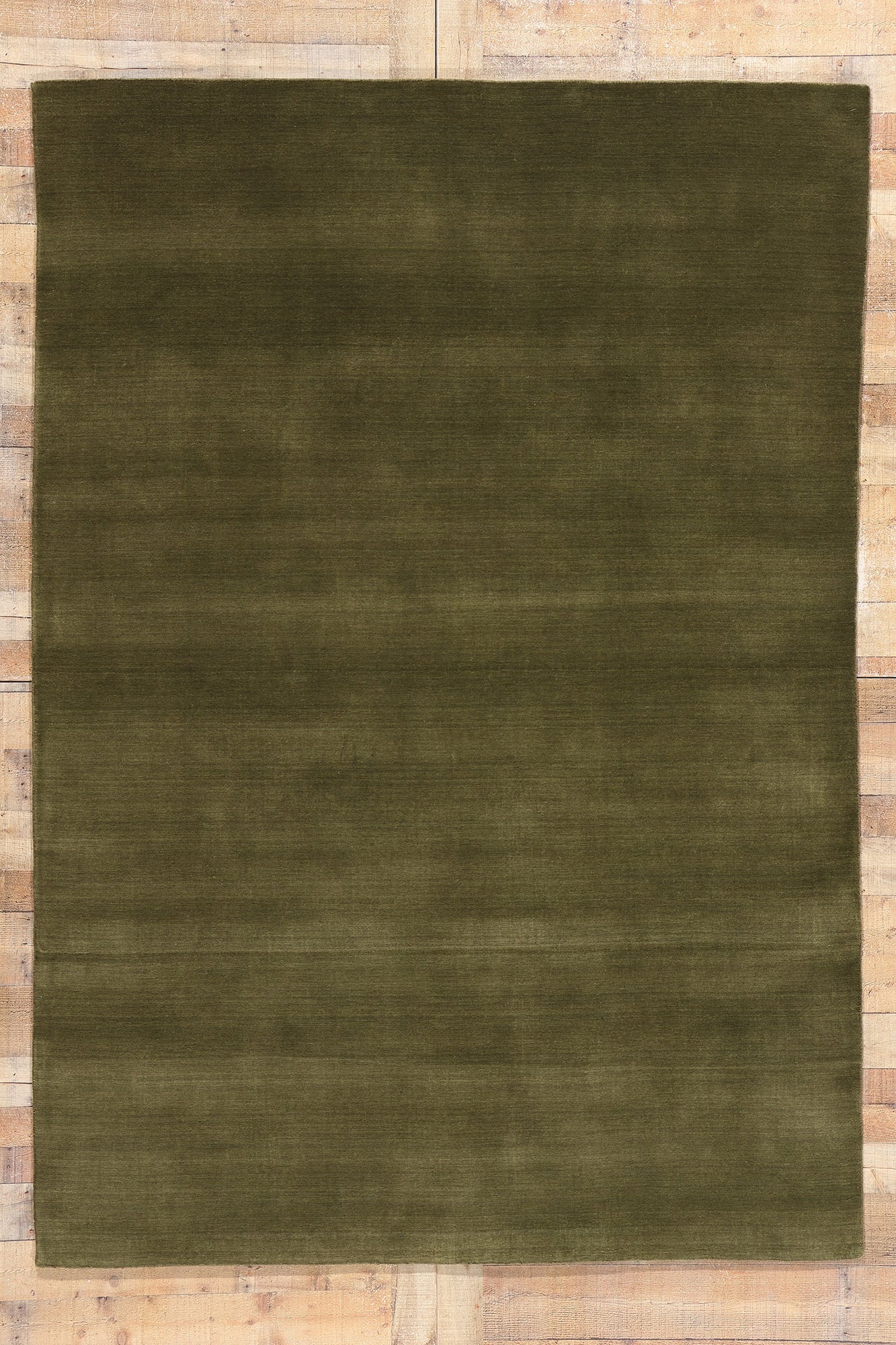 6 x 9 Solid Olive Green Modern Rug 31164