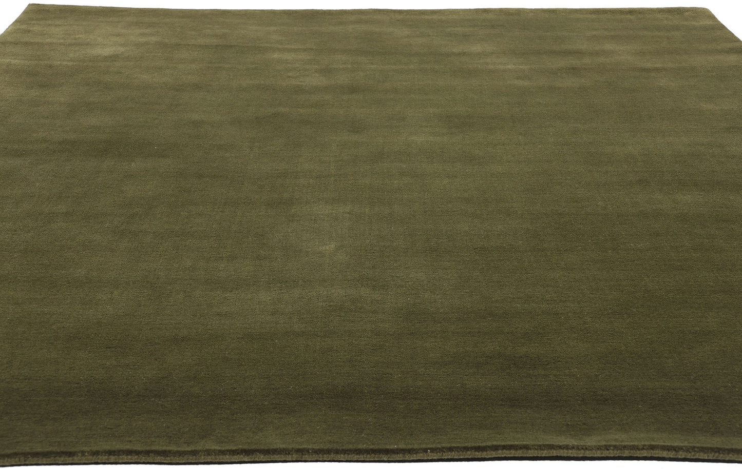 7 x 9 Solid Olive Green Modern Rug 31178