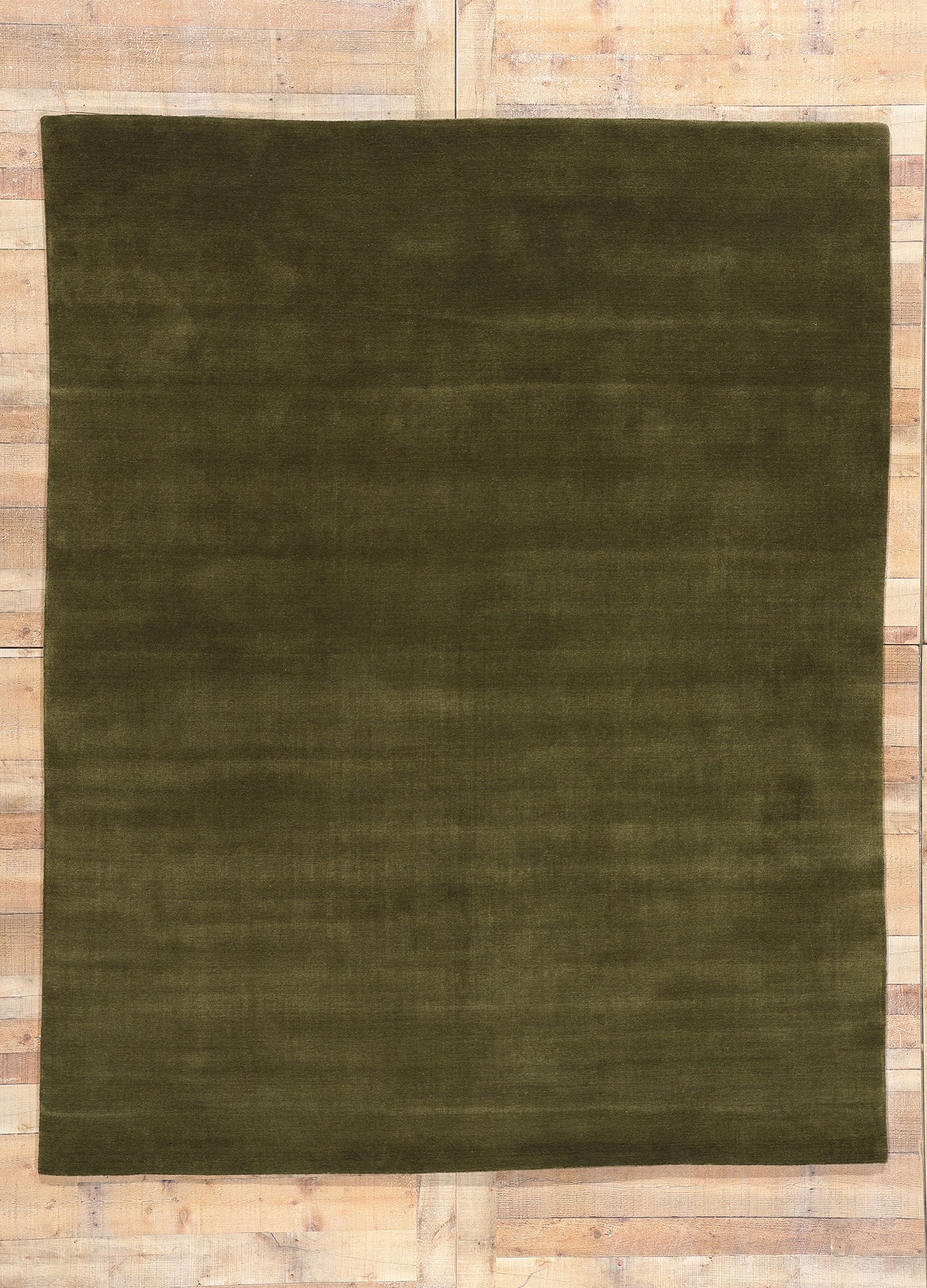 7 x 9 Solid Olive Green Modern Rug 31178