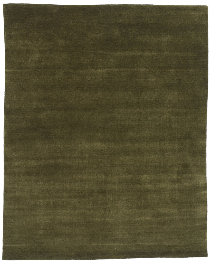 7 x 9 Solid Olive Green Modern Rug 31178