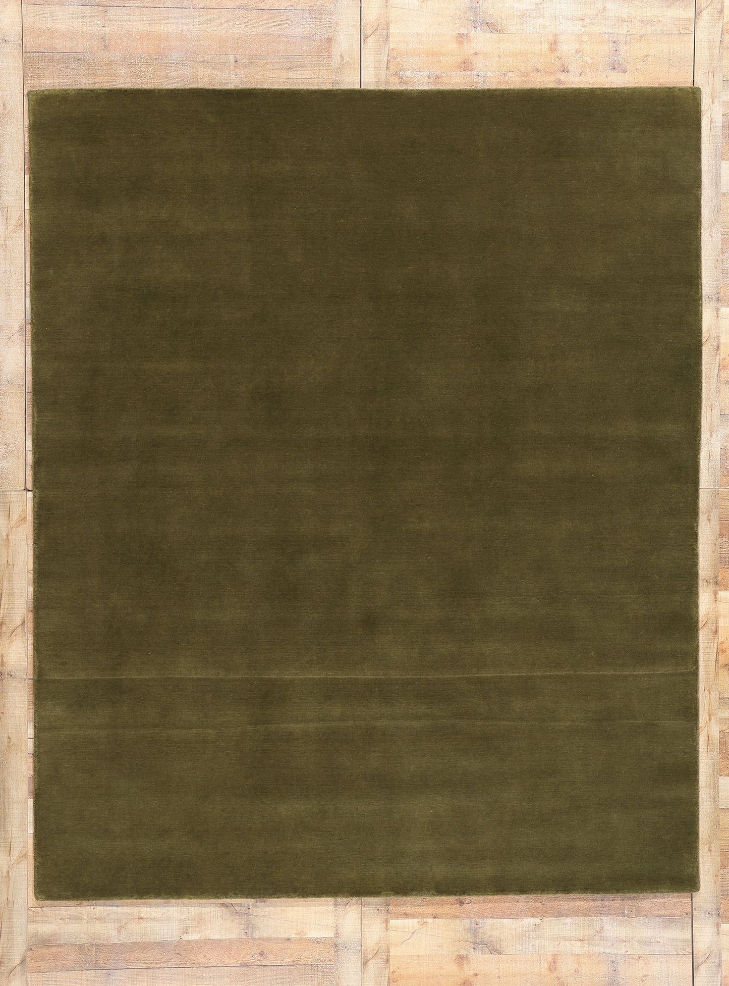 8 x 10 Solid Olive Green Modern Rug 31156