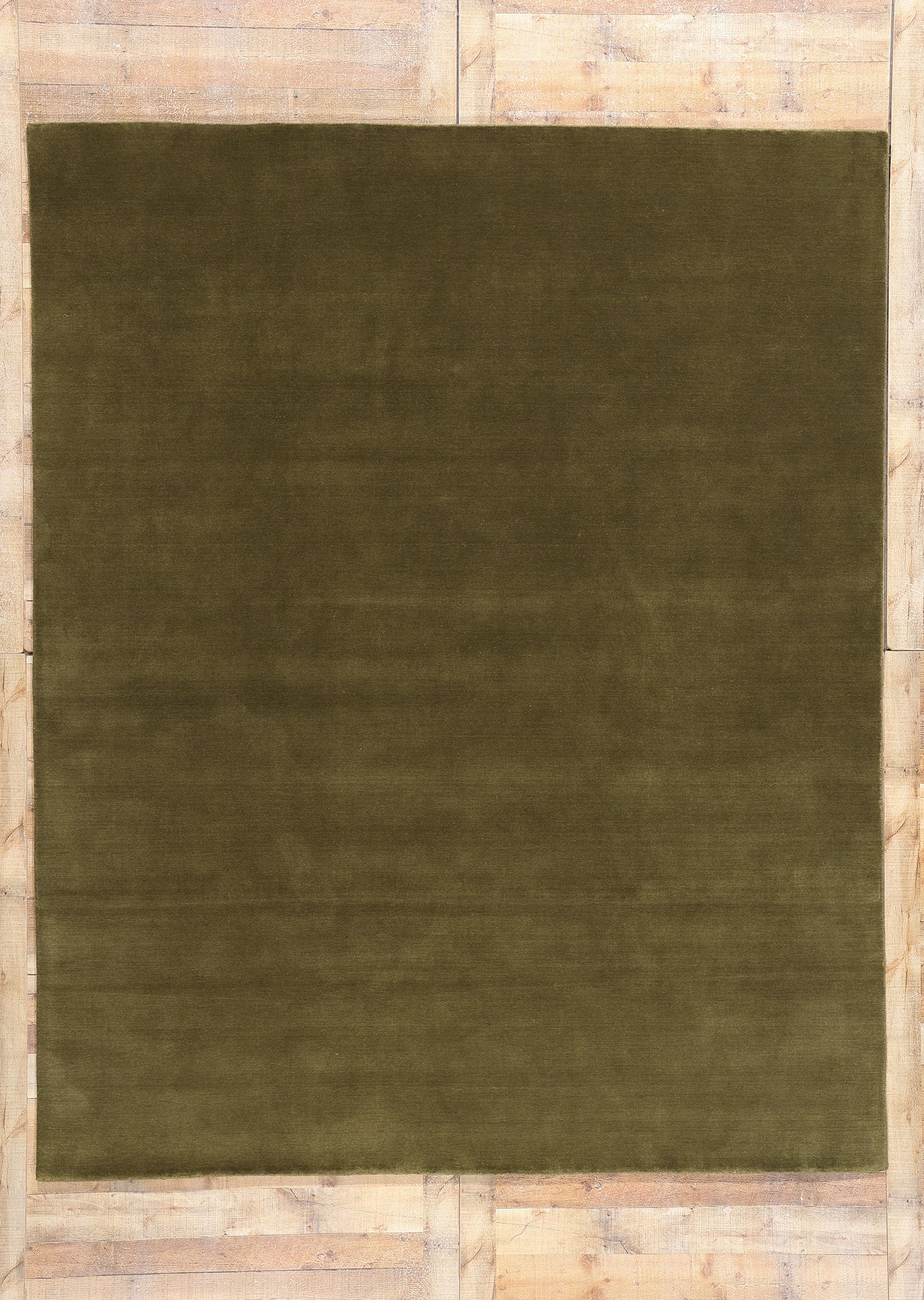 8 x 10 Solid Olive Green Modern Rug 31158