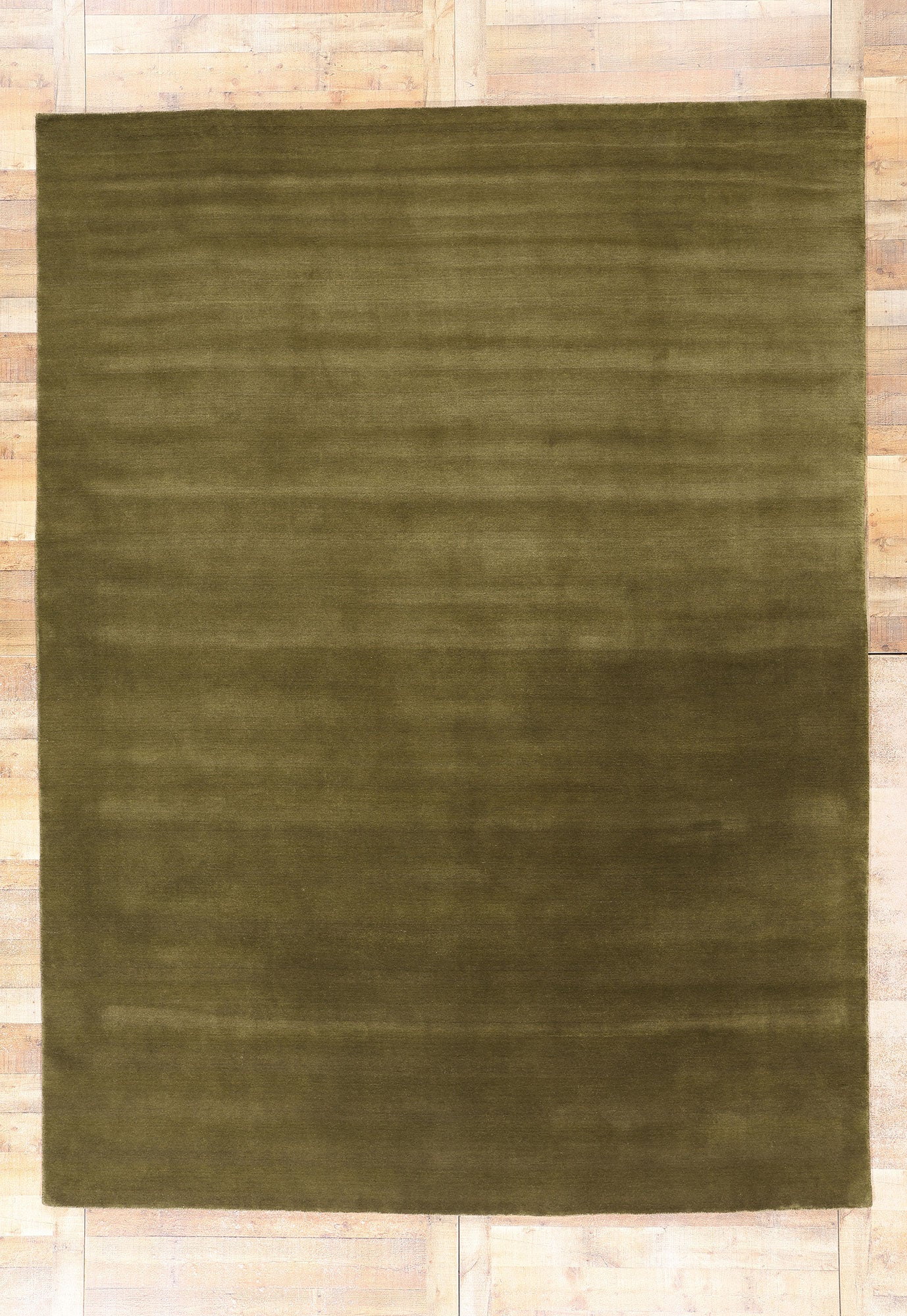 9 x 12 Solid Olive Green Modern Rug 31159
