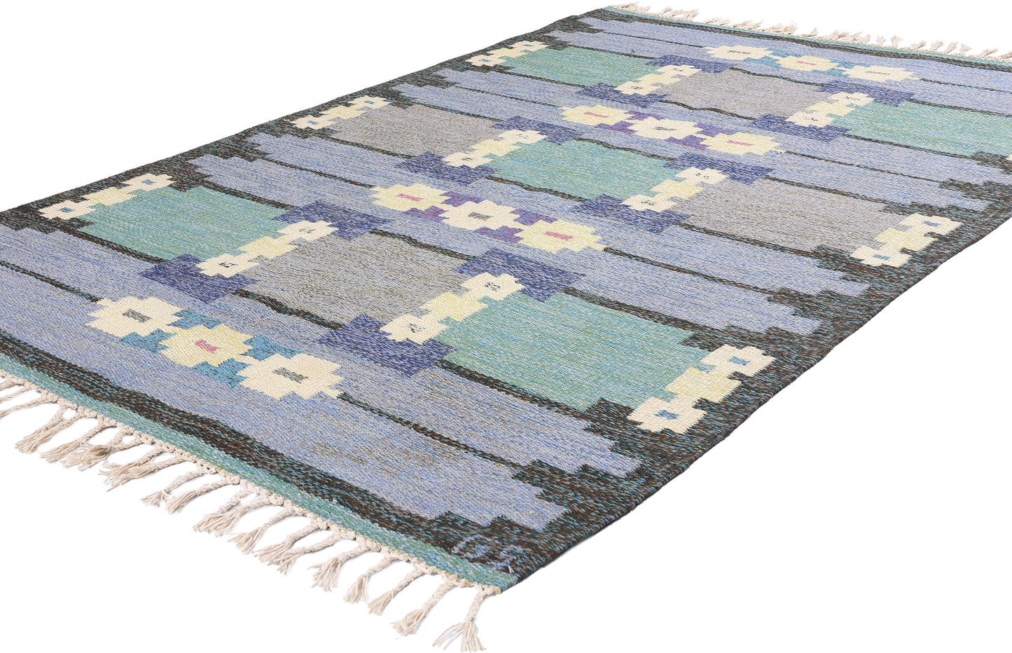 4 x 7 Sverker Greuholm Vintage Swedish Rollakan Rug 79057