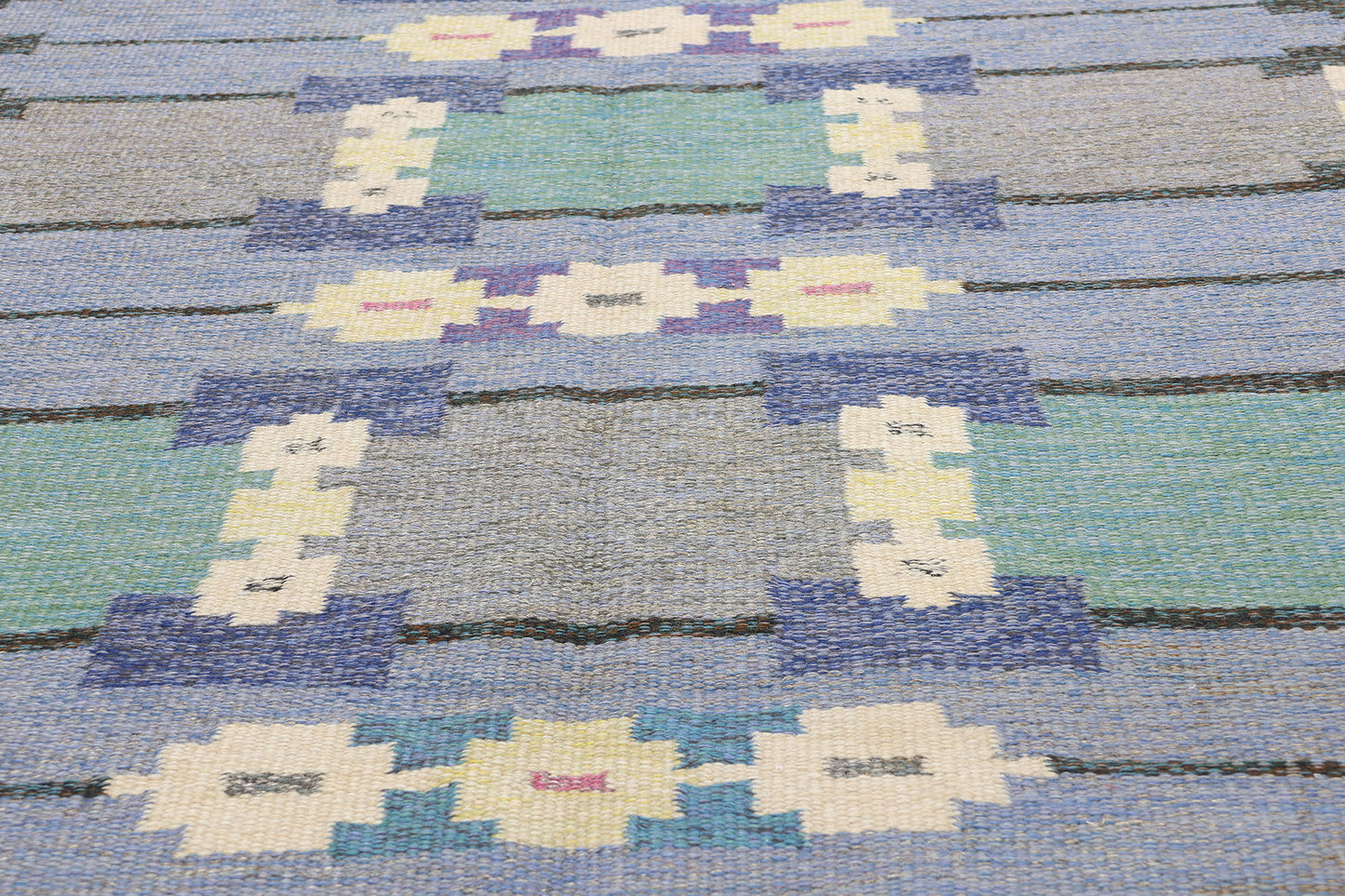 4 x 7 Sverker Greuholm Vintage Swedish Rollakan Rug 79057