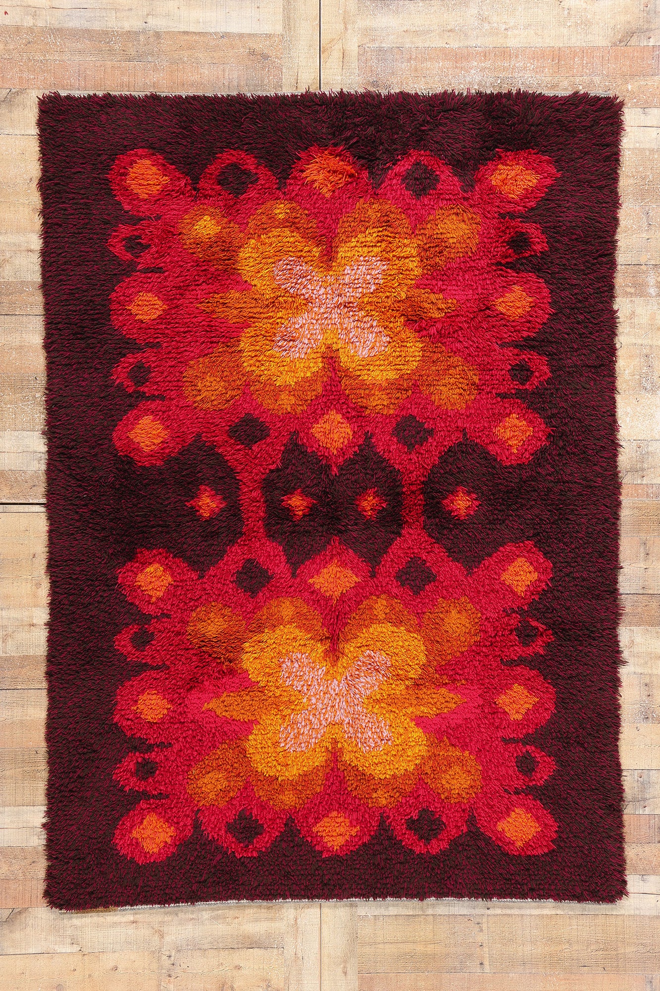 5 x 7 Vintage Swedish Scandinavian Rya Rug 79051