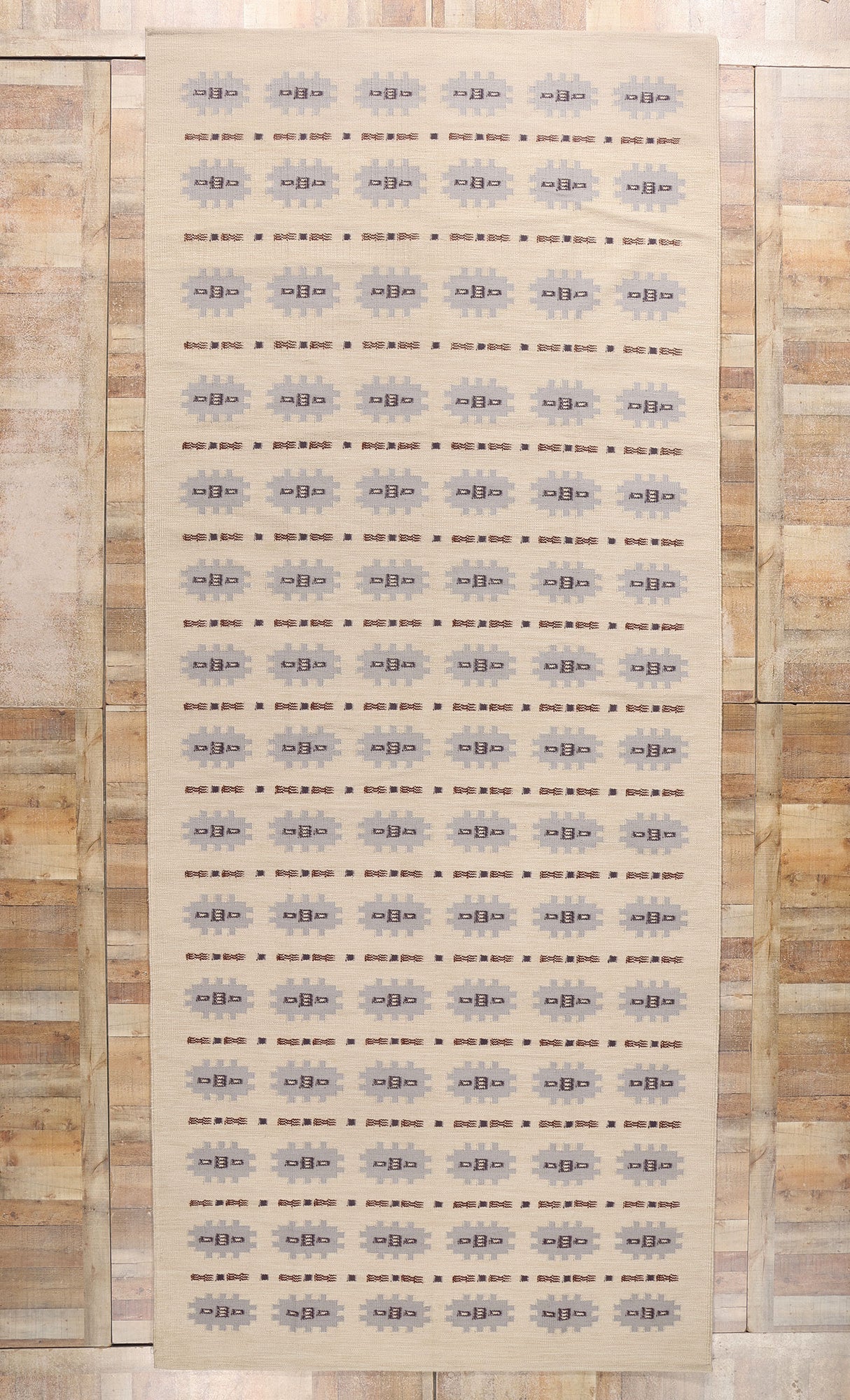 7 x 17 Scandinavian Modern Swedish Inspired Kilim Rug 31342
