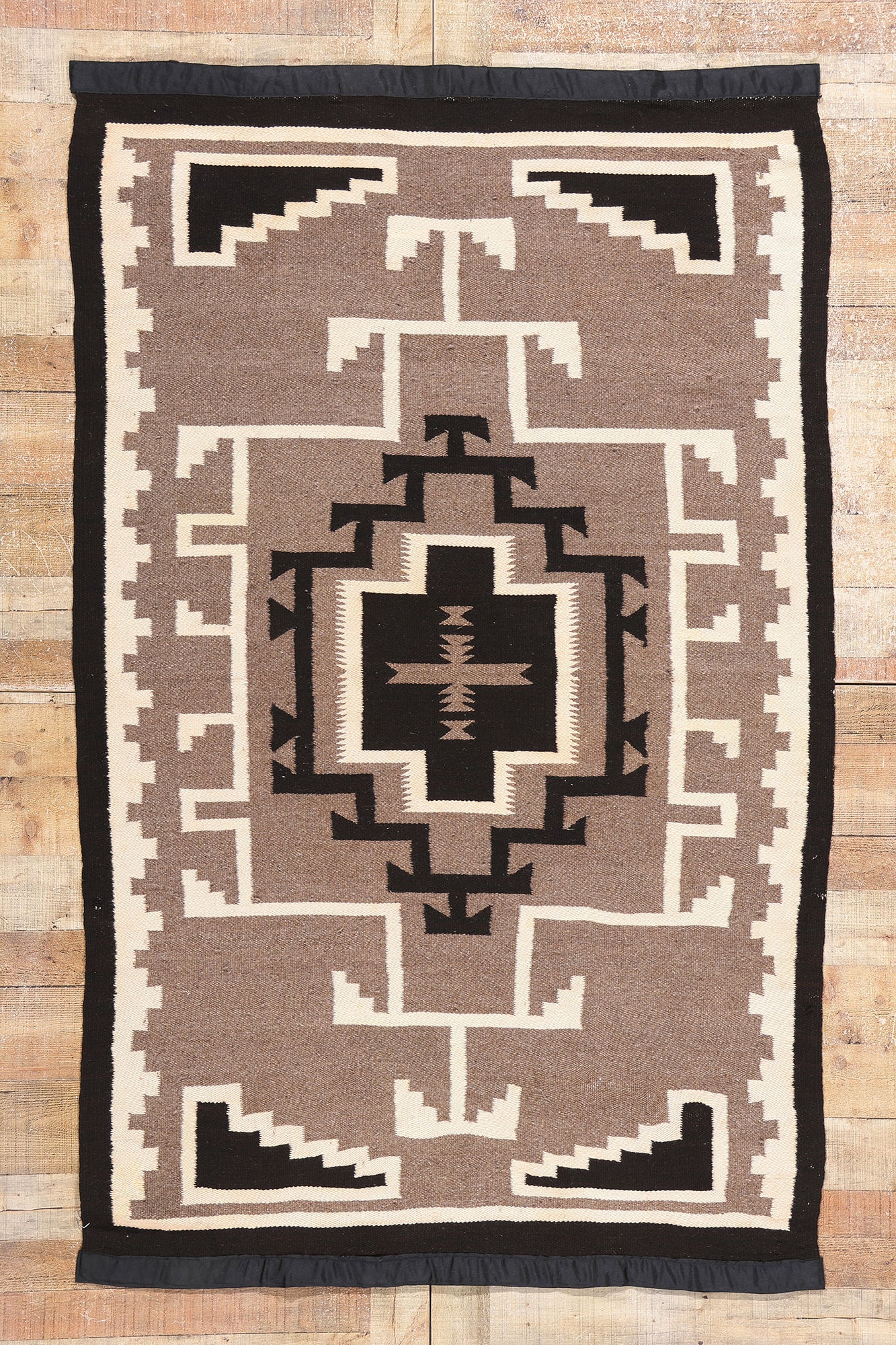 4 x 7 Antique Two Grey Hills Navajo Rug 79135