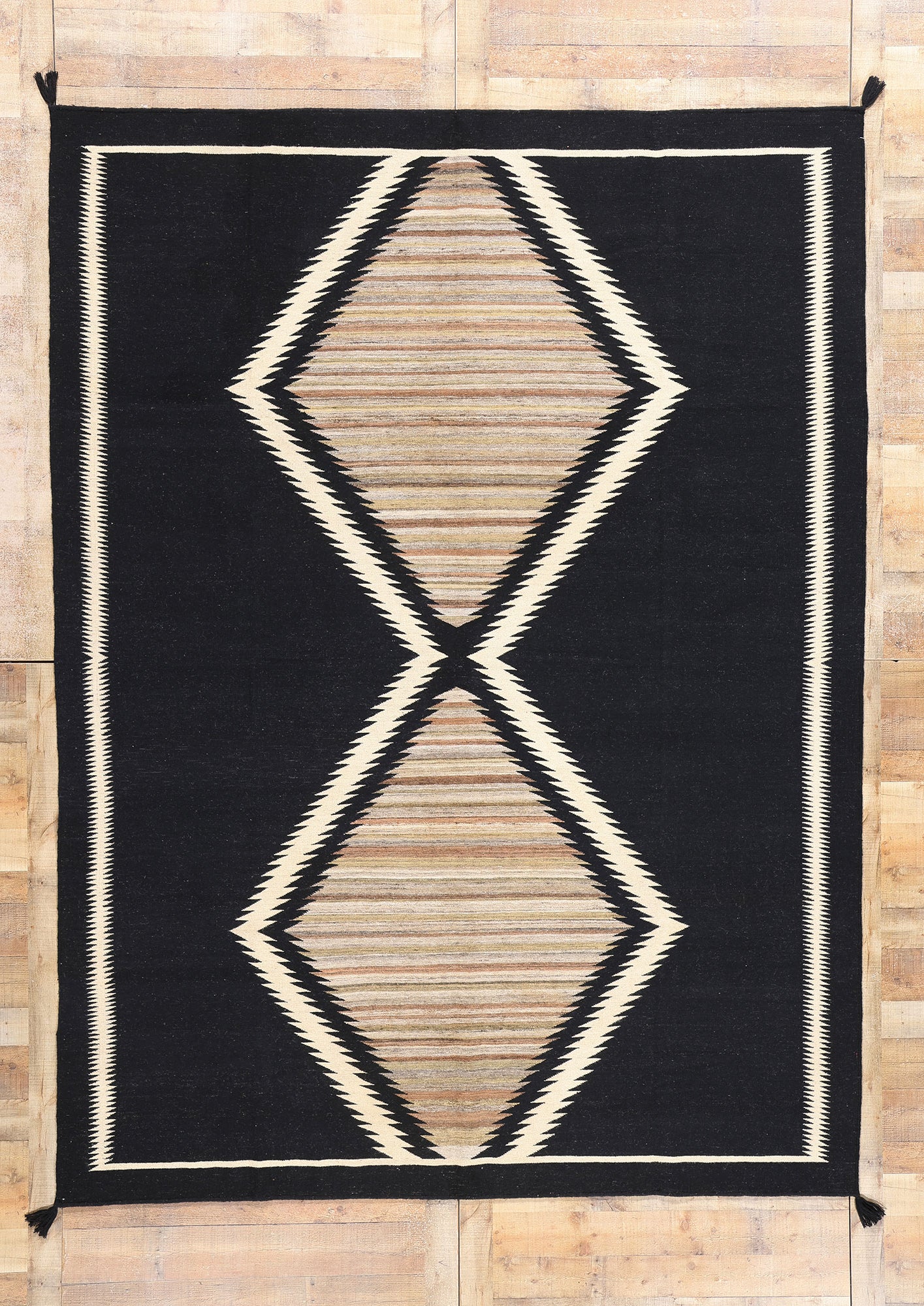 8 x 11 Modern Two Grey Hills Navajo-Style Kilim Rug 81120