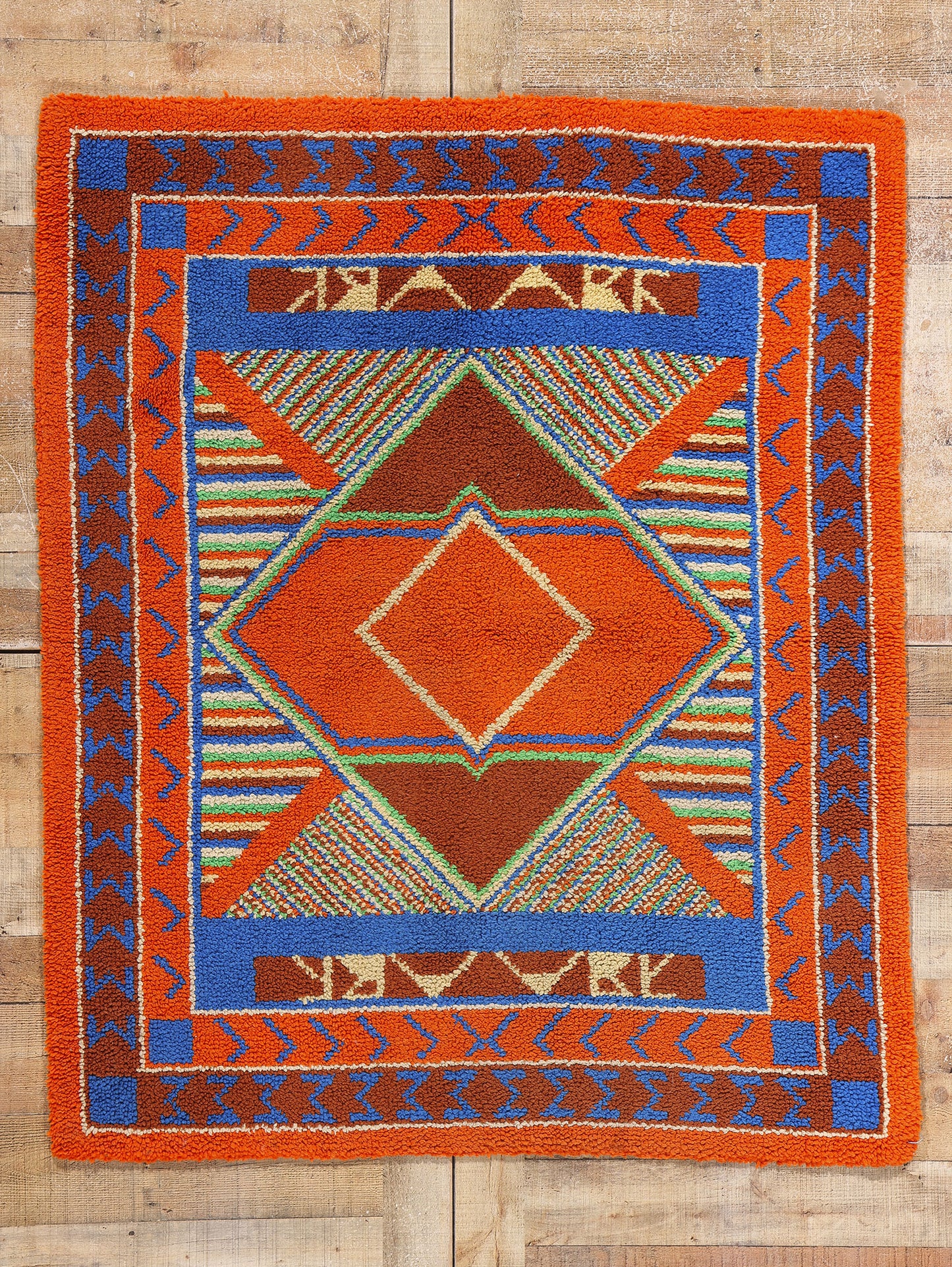 4 x 5 Vintage Southwest Sunrise American Hooked Rug 79015