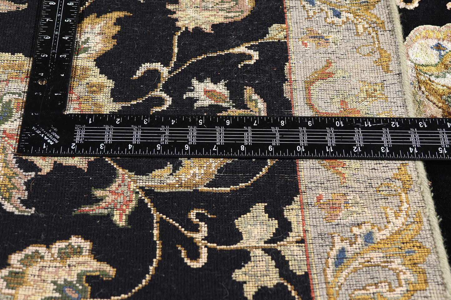 9 x 12 Black Vintage Floral Indian Rug 76873