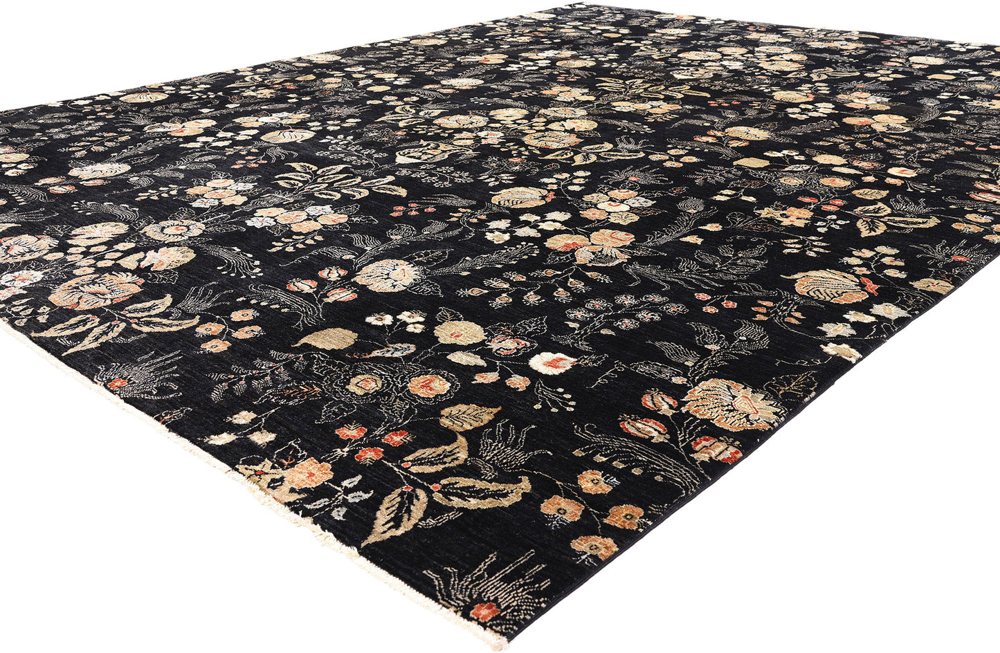 10 x 13 Vintage Black Pakistani Tabriz Rug 79282