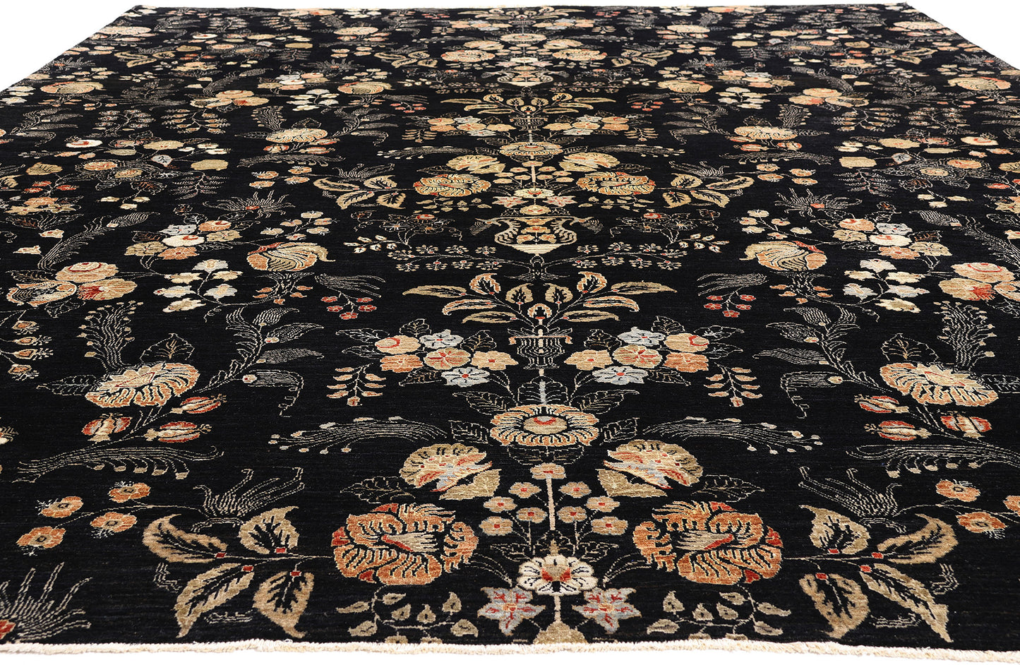 10 x 13 Vintage Black Pakistani Tabriz Rug 79282