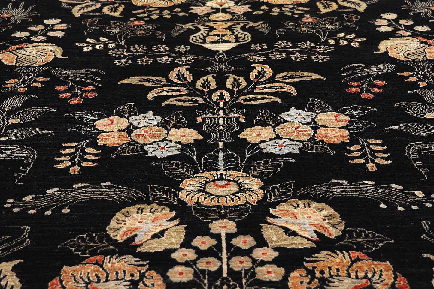 10 x 13 Vintage Black Pakistani Tabriz Rug 79282
