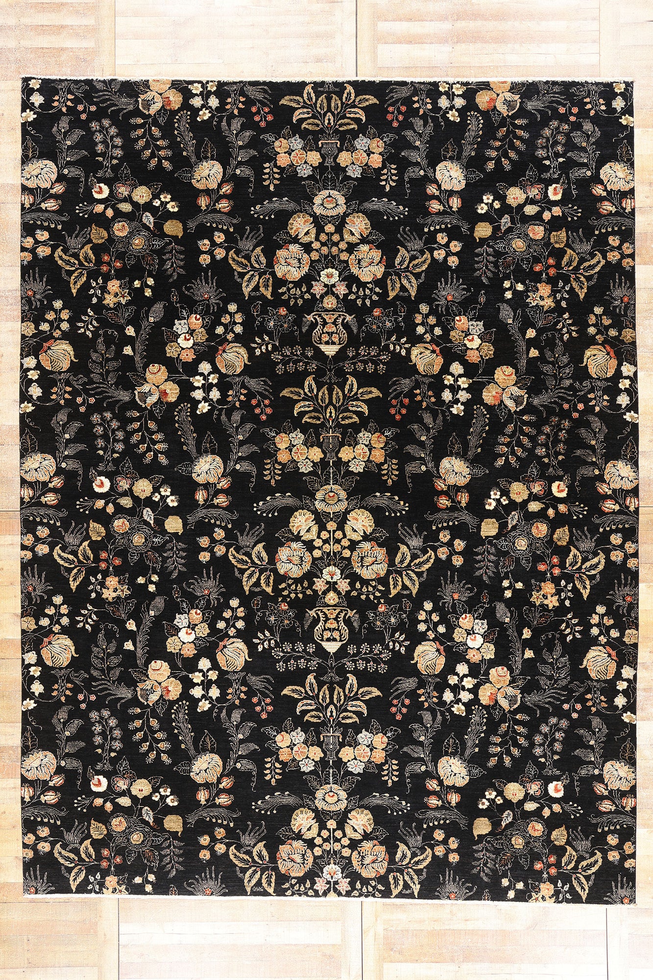 10 x 13 Vintage Black Pakistani Tabriz Rug 79282