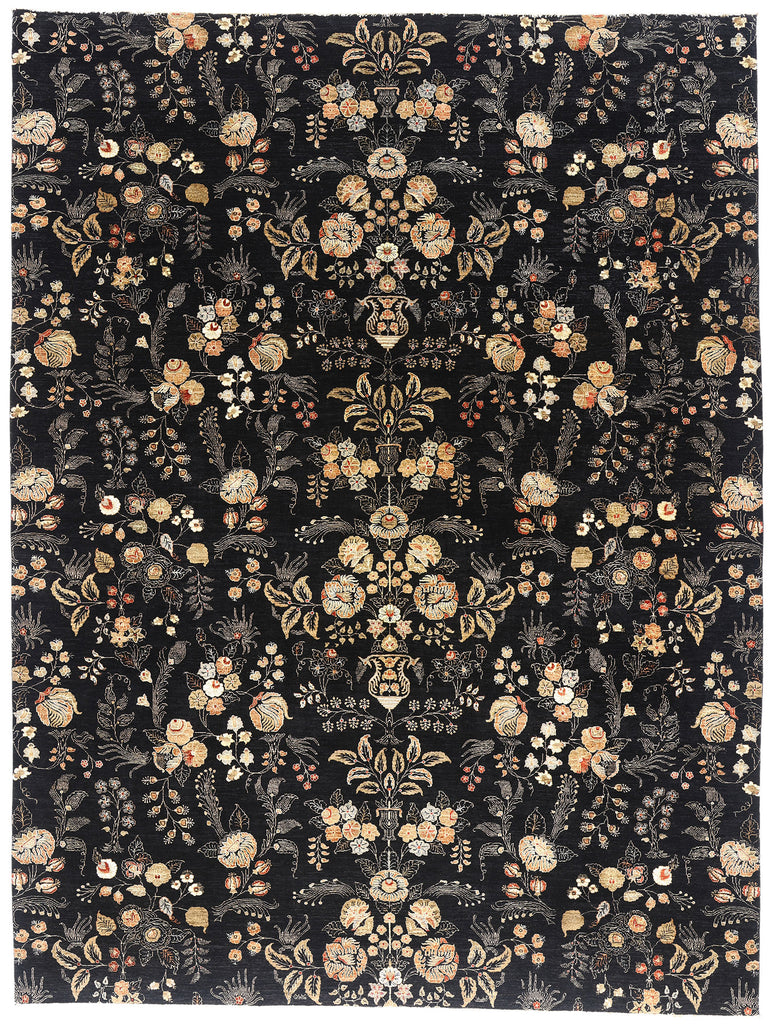 10 x 13 Vintage Black Pakistani Tabriz Rug 79282