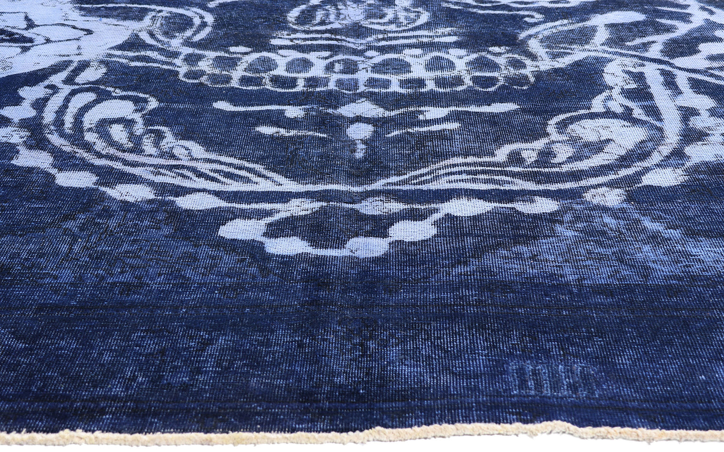 8 x 11 Blue Vintage Overdyed Skull Rug 80433