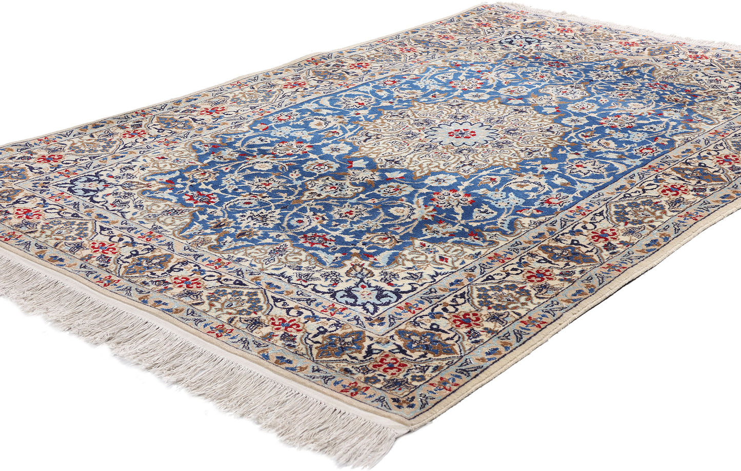 4 x 6 Vintage Blue Persian Nain Rug 79139