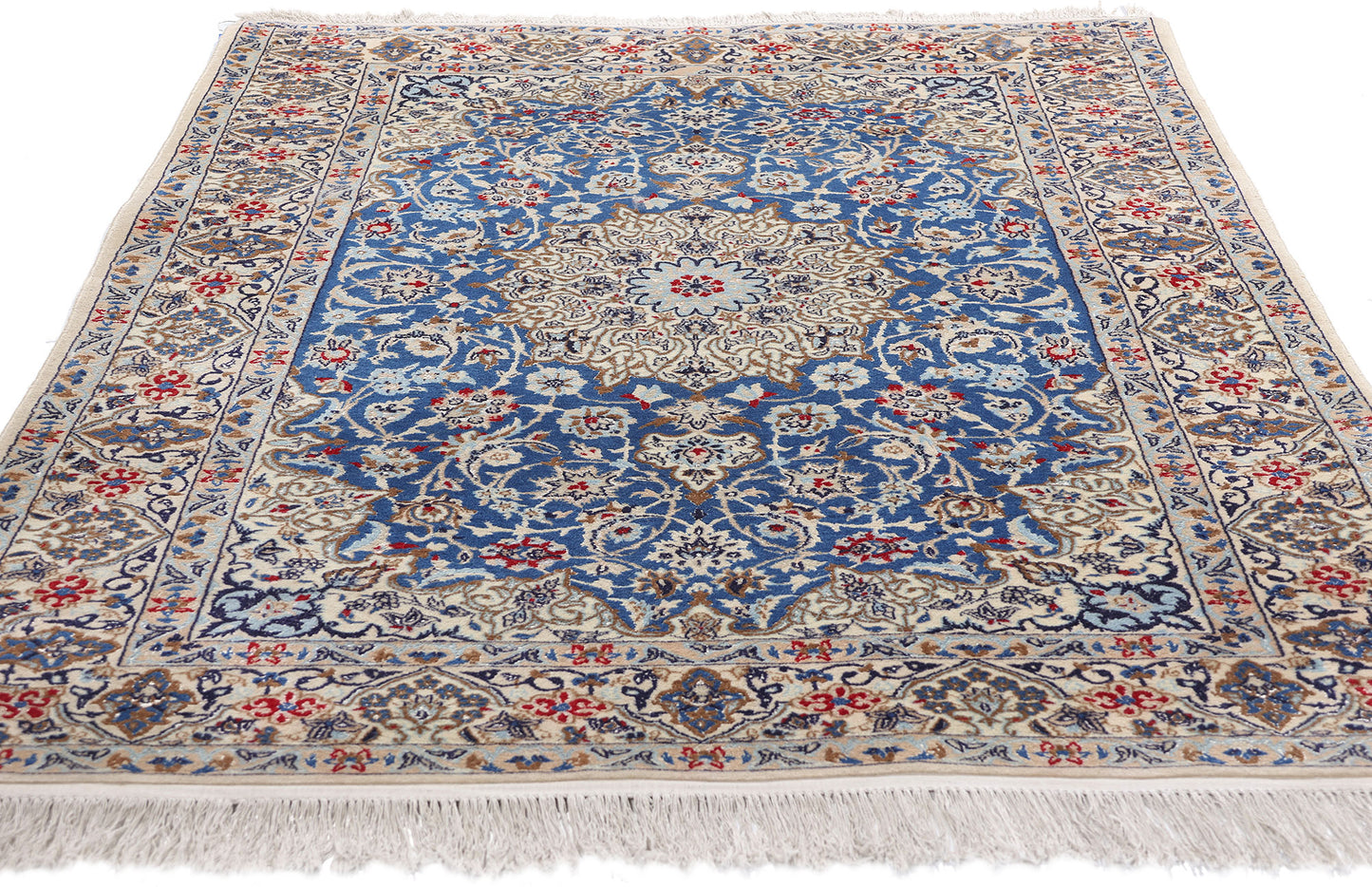 4 x 6 Vintage Blue Persian Nain Rug 79139