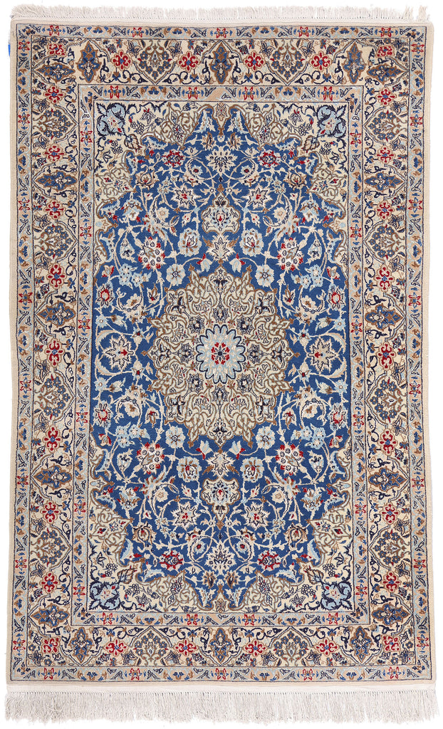 4 x 6 Vintage Blue Persian Nain Rug 79139