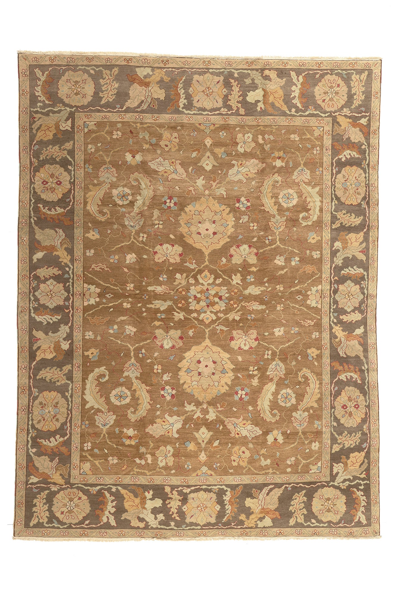 9 x 12 Vintage Brown Turkish Oushak Rug 74372
