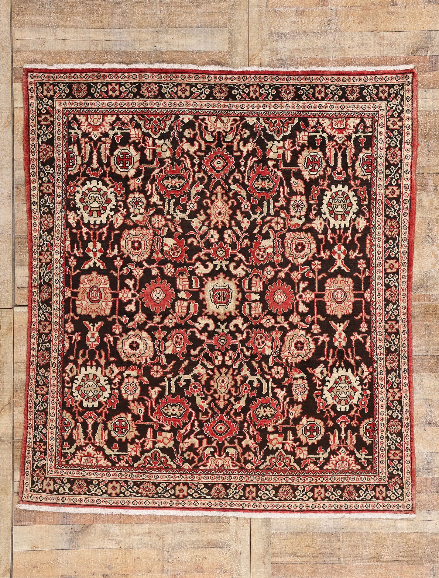 7 x 7 Brown Vintage Persian Sultanabad Rug 61413