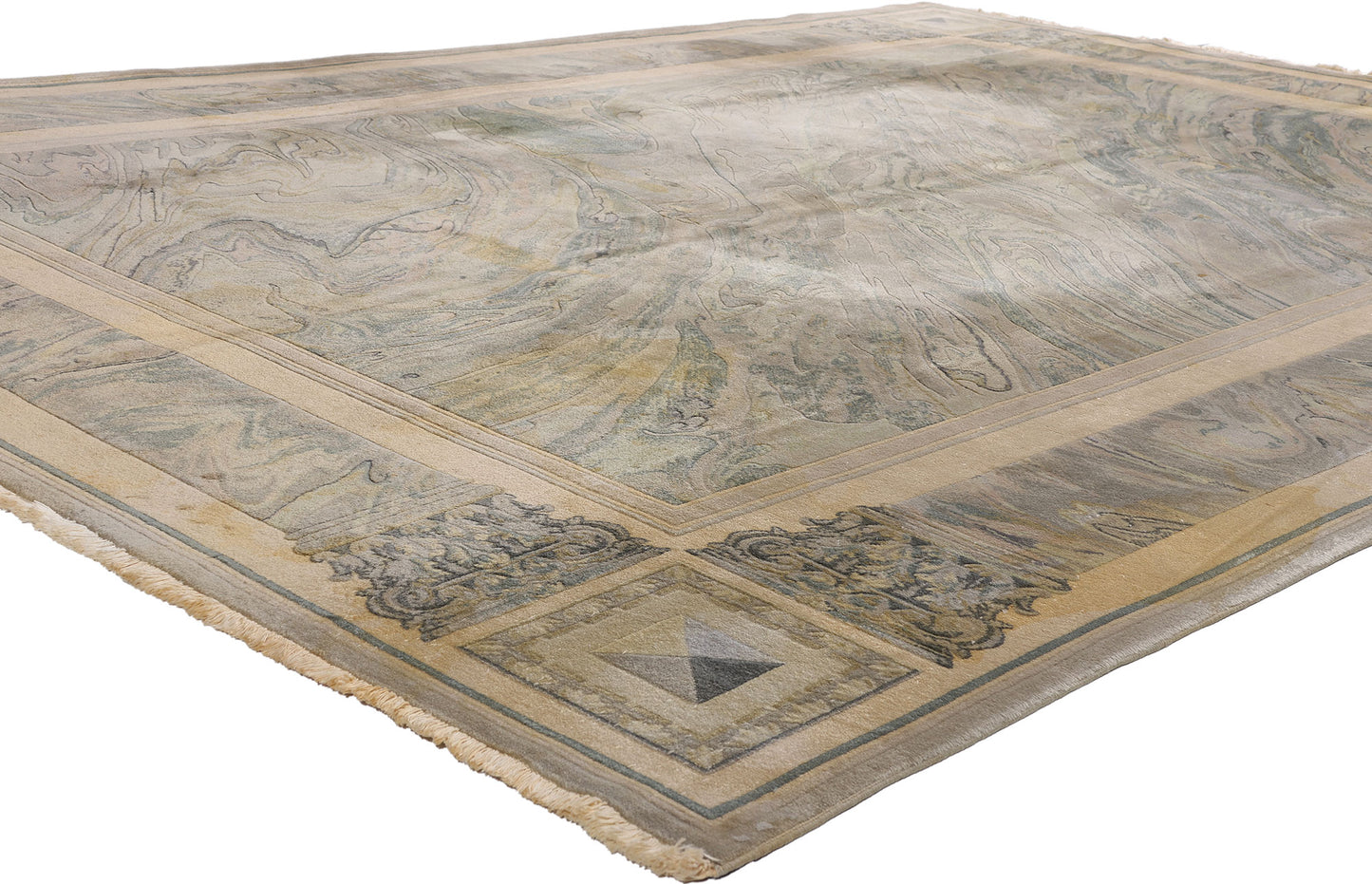 8 x 11 Vintage Chinese Abstract Marble Print Rug 77455