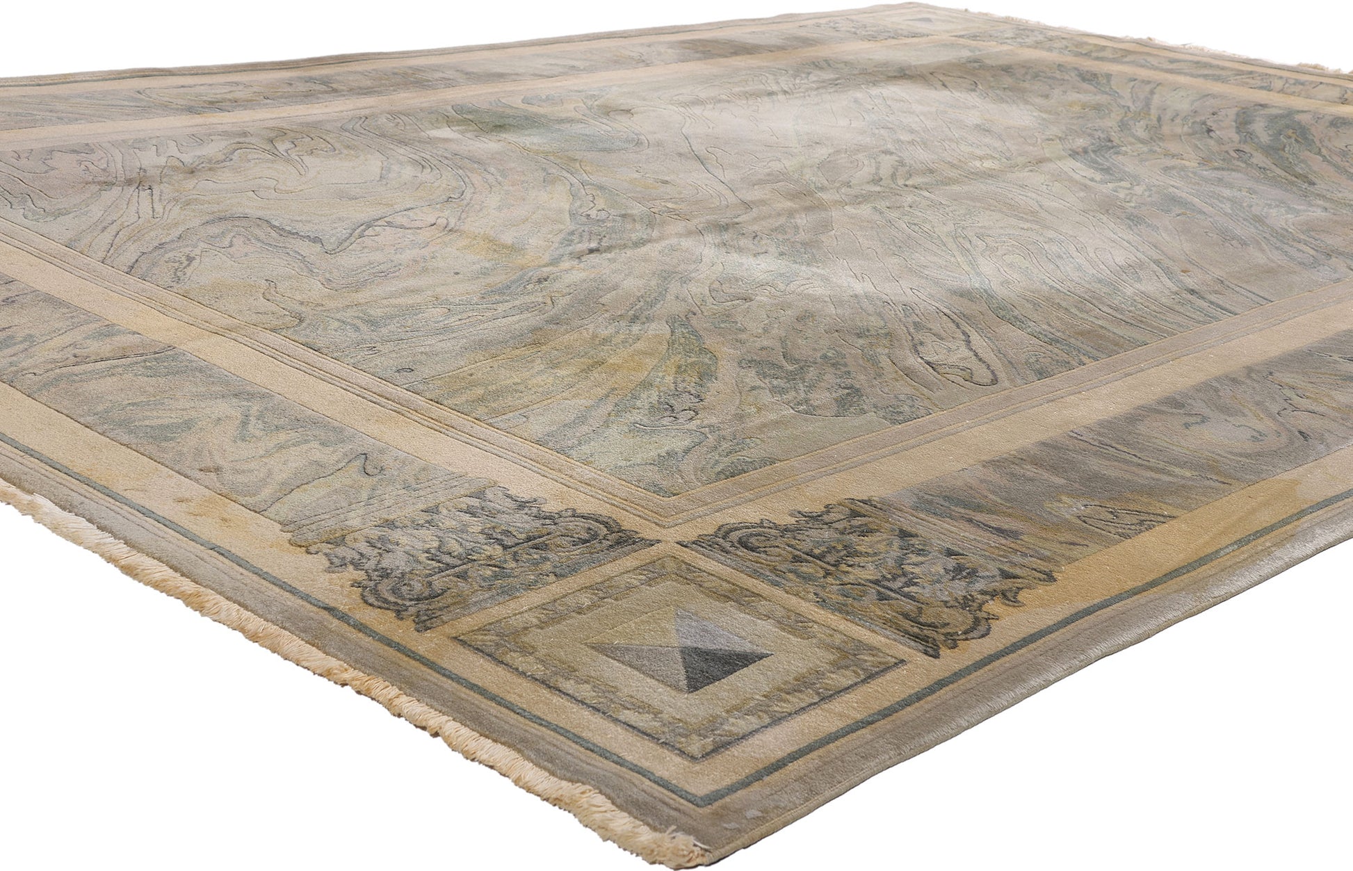 8 x 11 Vintage Chinese Abstract Marble Print Rug 77455