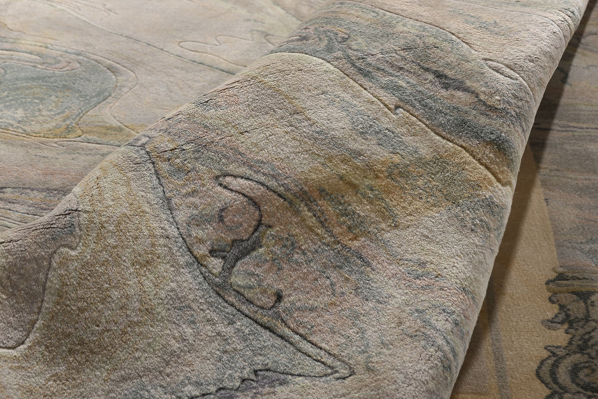 8 x 11 Vintage Chinese Abstract Marble Print Rug 77455